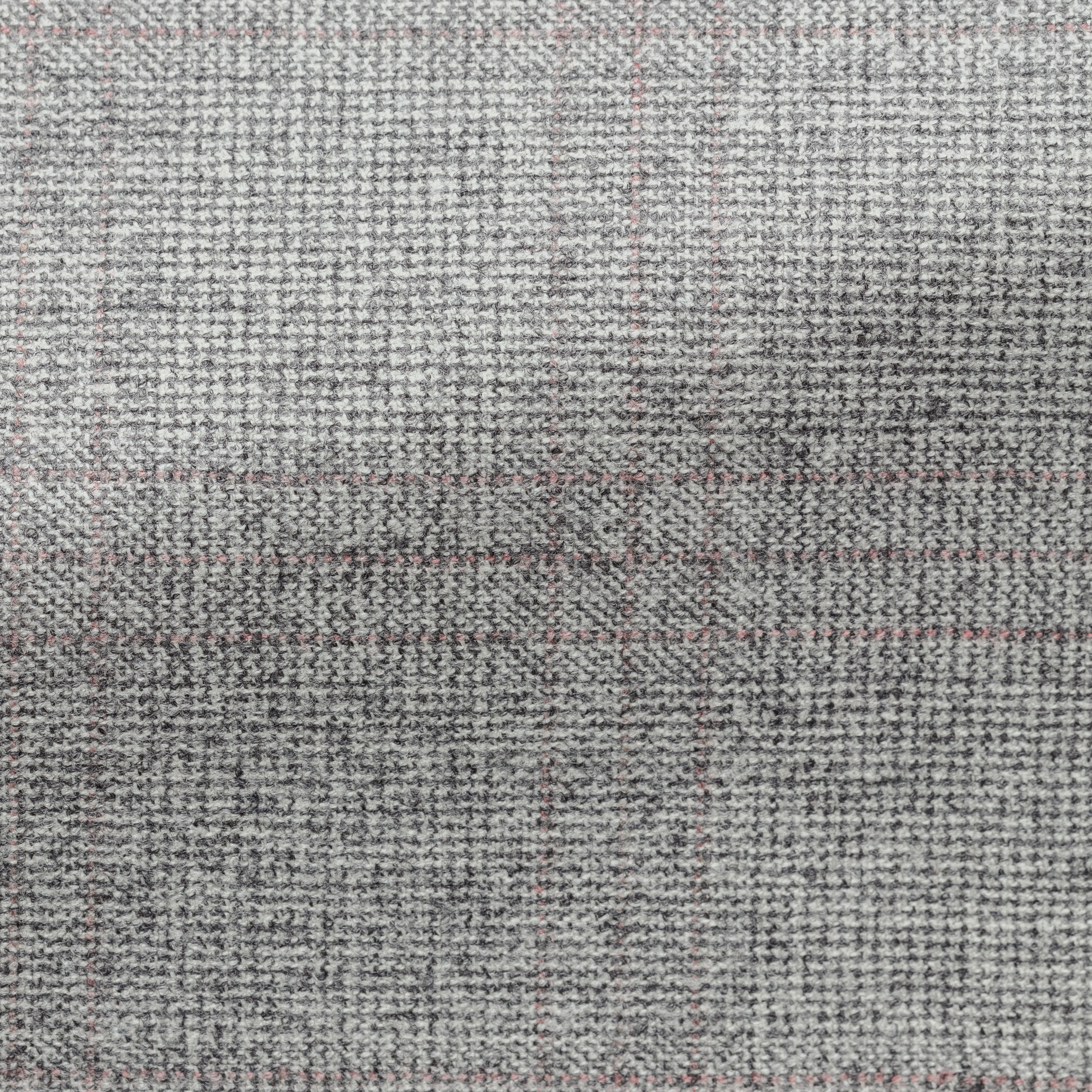 Grey Stretch Wool Glen Plaid w/ Light Pink Overcheck Suit