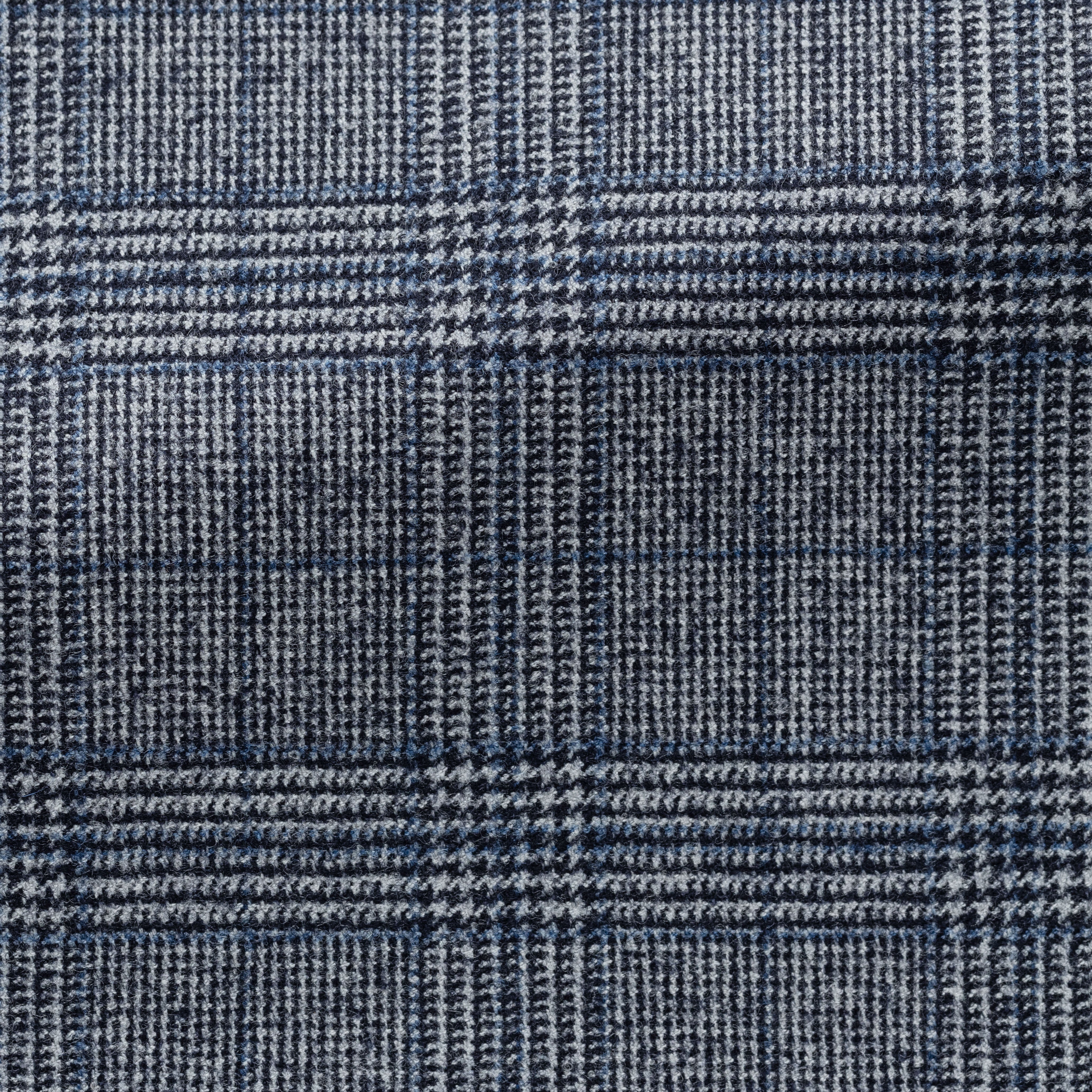 Mixed Grey Stretch Wool w/ Blue Glen Plaid Suit