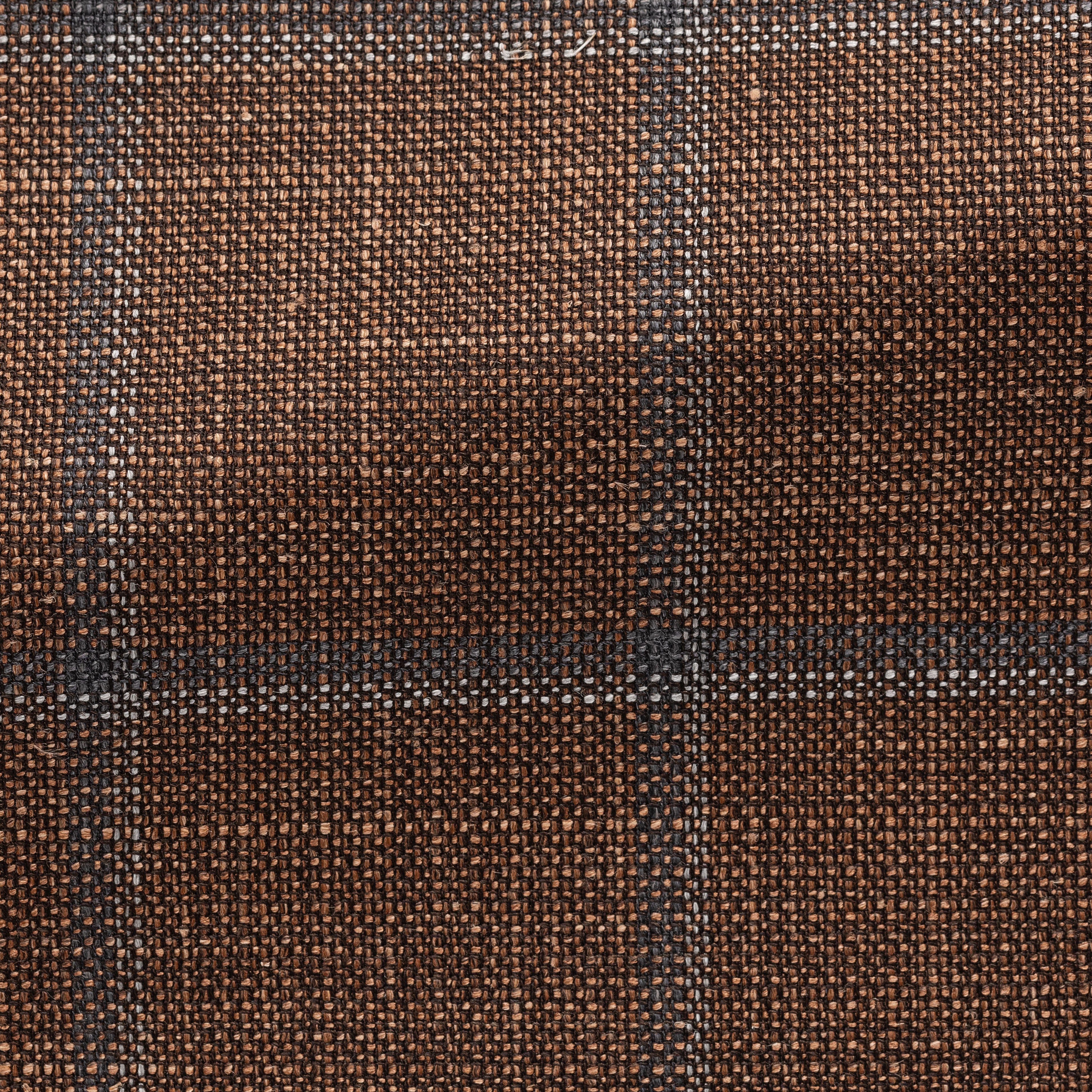 Chestnut Brown Wool-Silk-Linen w/ Light Grey Windowpane Jacket