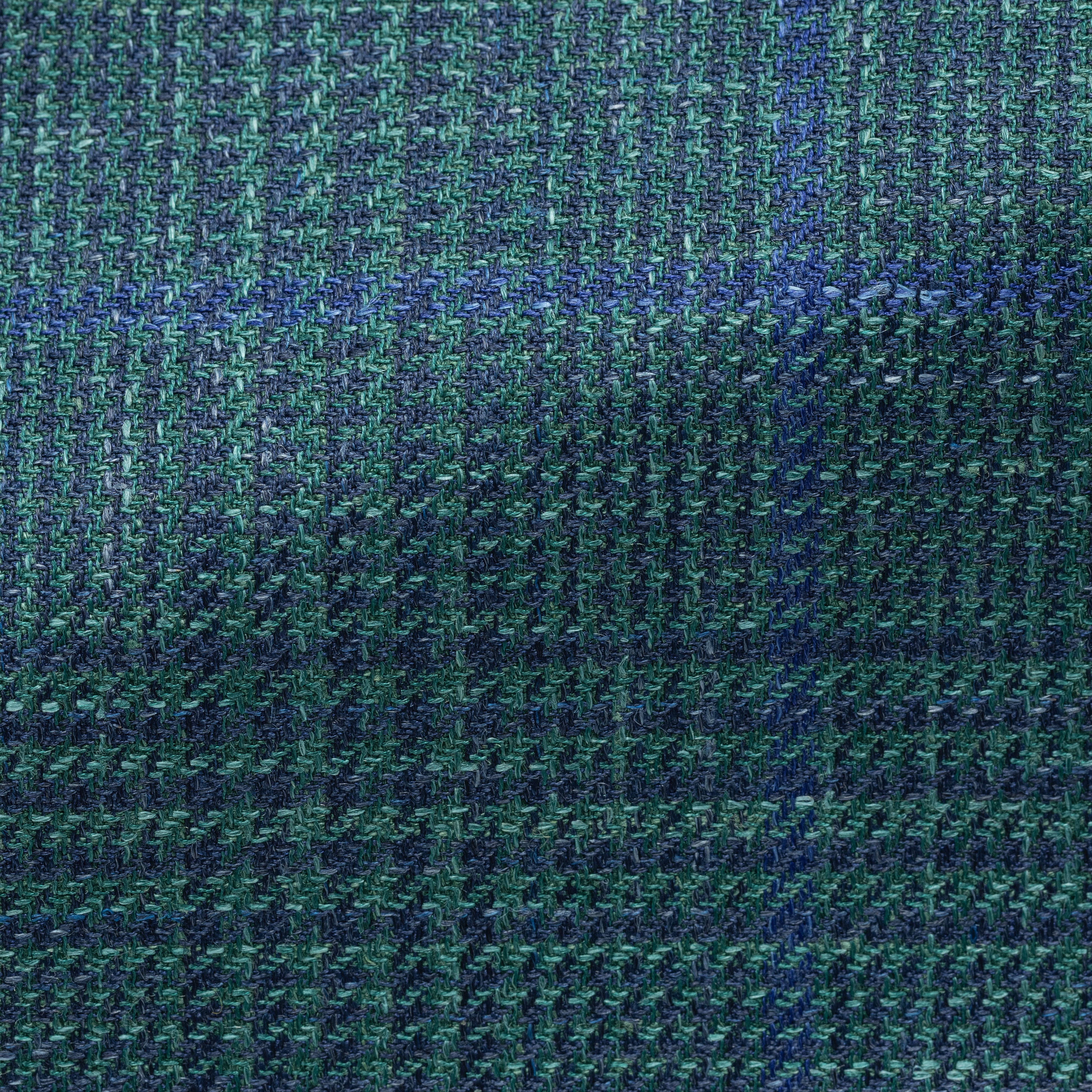 Green Wool-Silk-Linen Check w/ Blue Overcheck Jacket