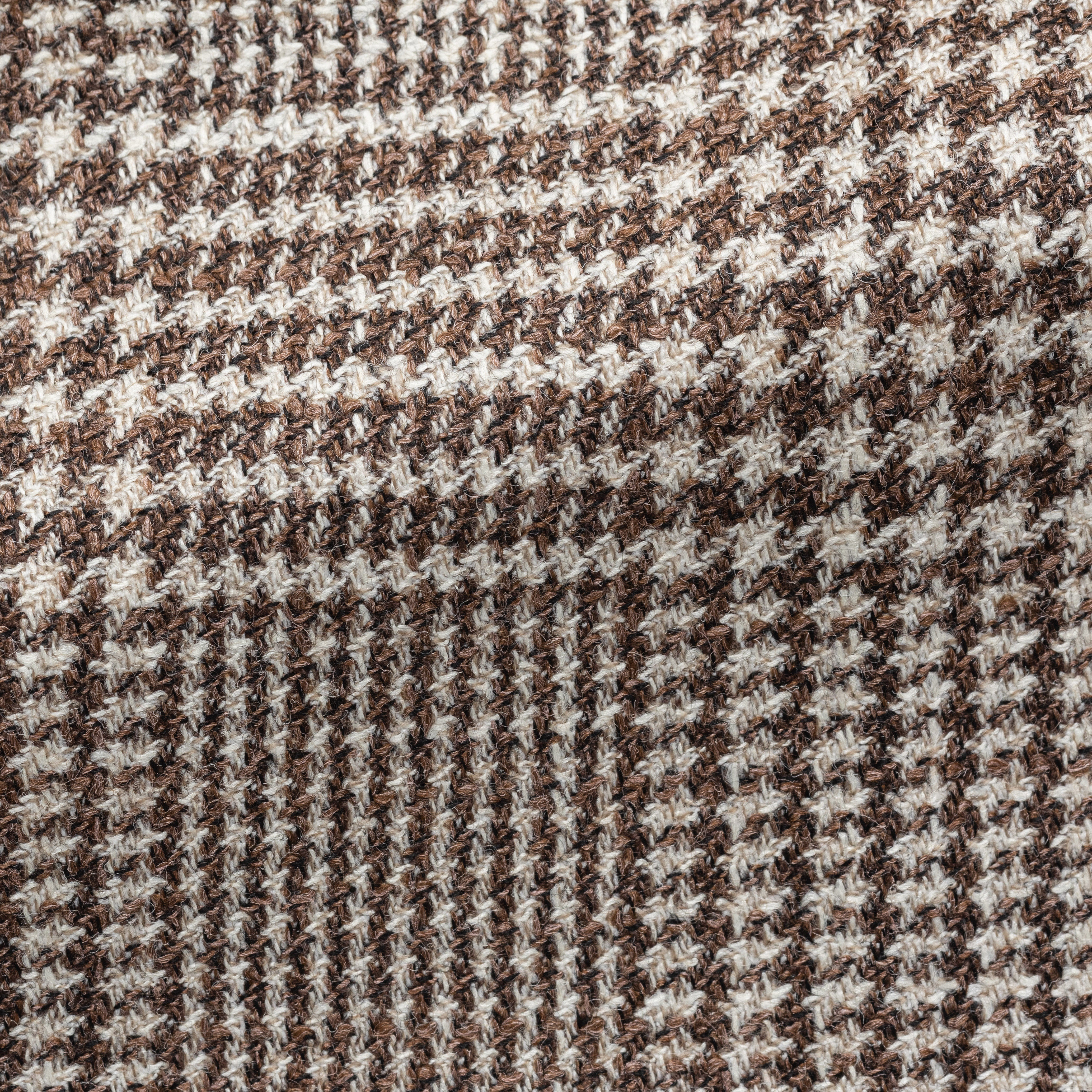 Beige-Brown Wool-Silk W/ Glen Plaid Utility Jacket