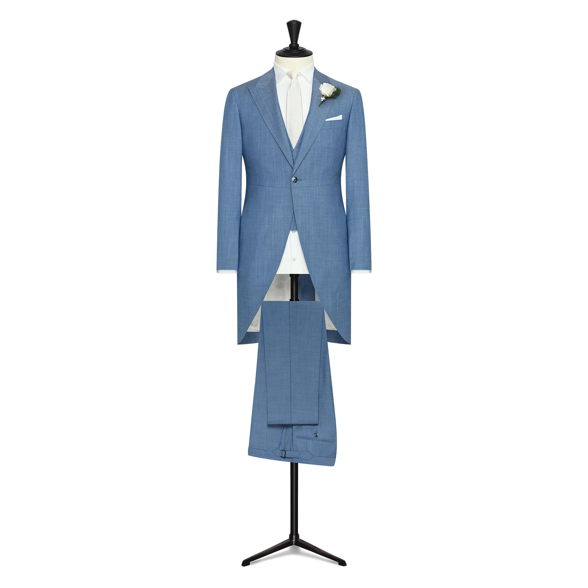 Light Blue Solaro S100 Wool 3- Piece Morning Coat Suit