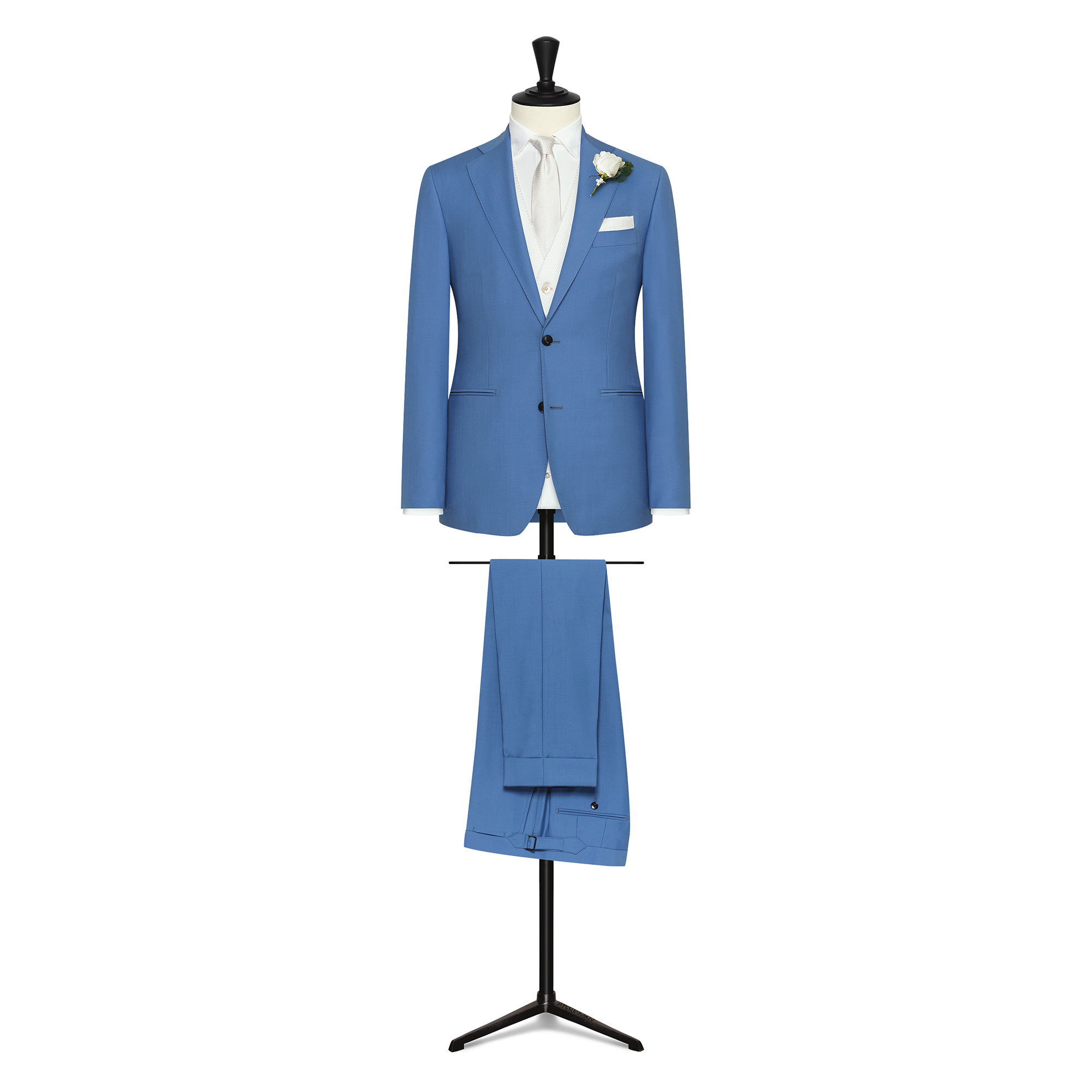 Dusty Blue S100 Wool Faille Suit *Ivory Vest Optional