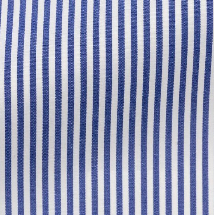 White Cotton Poplin W/ Dark Blue Bengal Stripe Shirt
