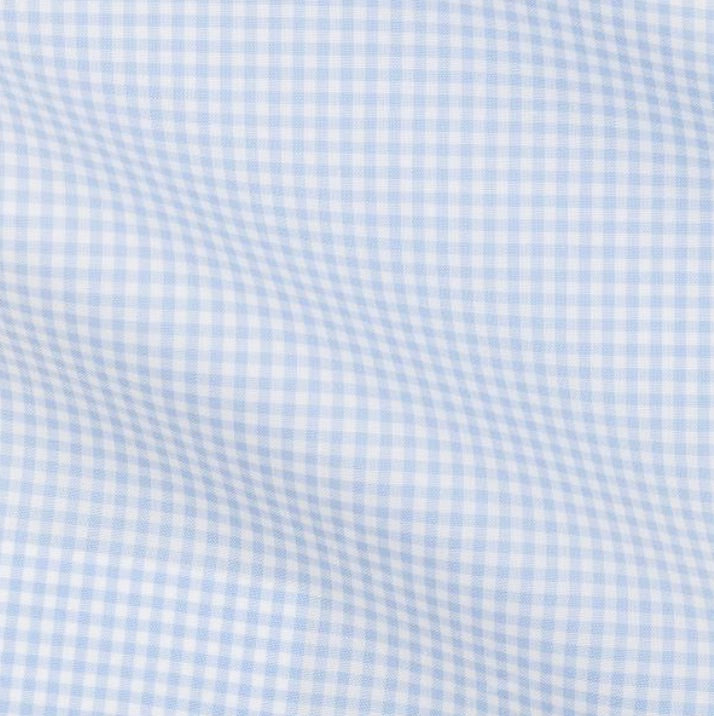 White Cotton Poplin W/ Light Blue Gingham Check Shirt