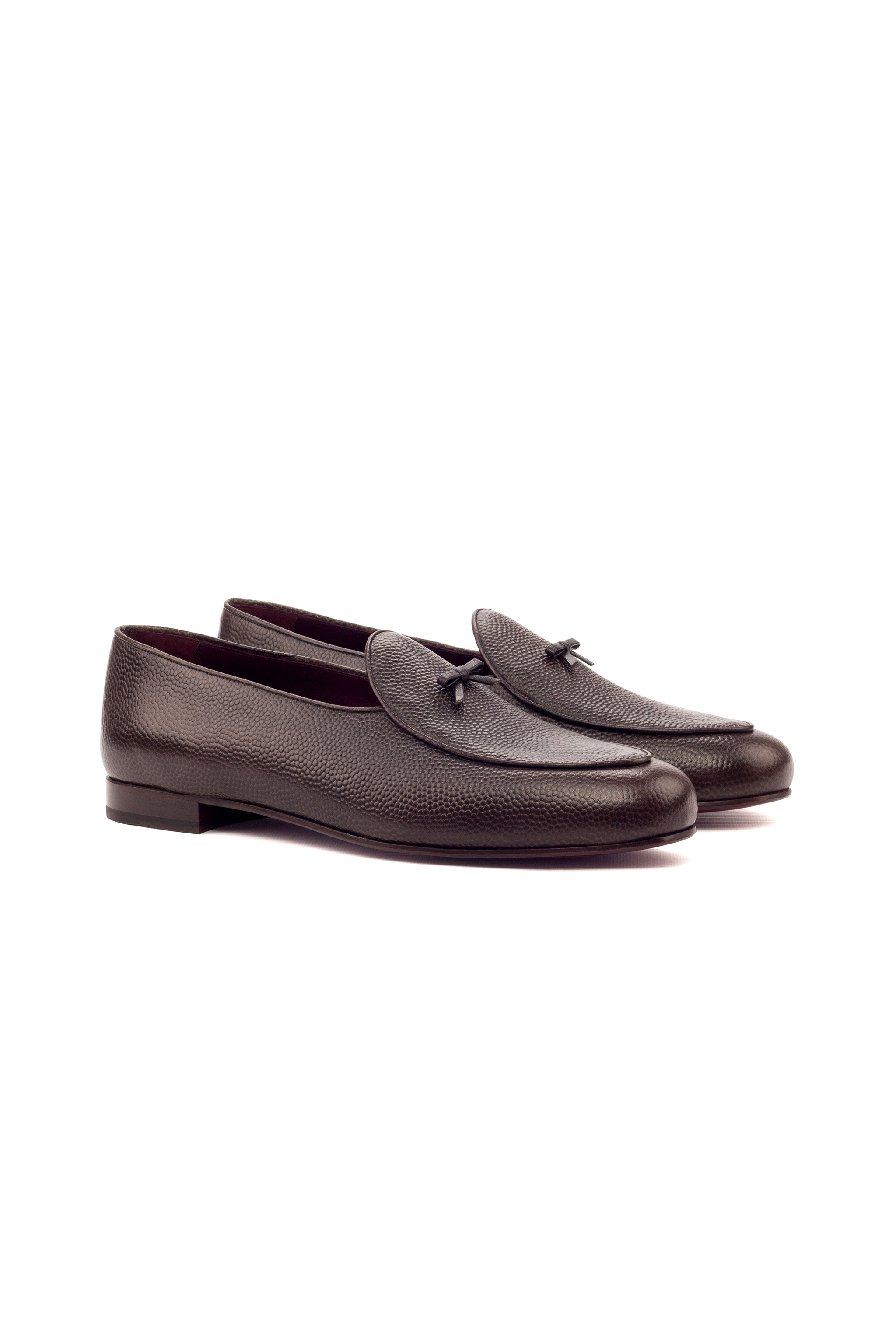 Brown Calf + Dark Brown Pebble Grain Belgian Slipper