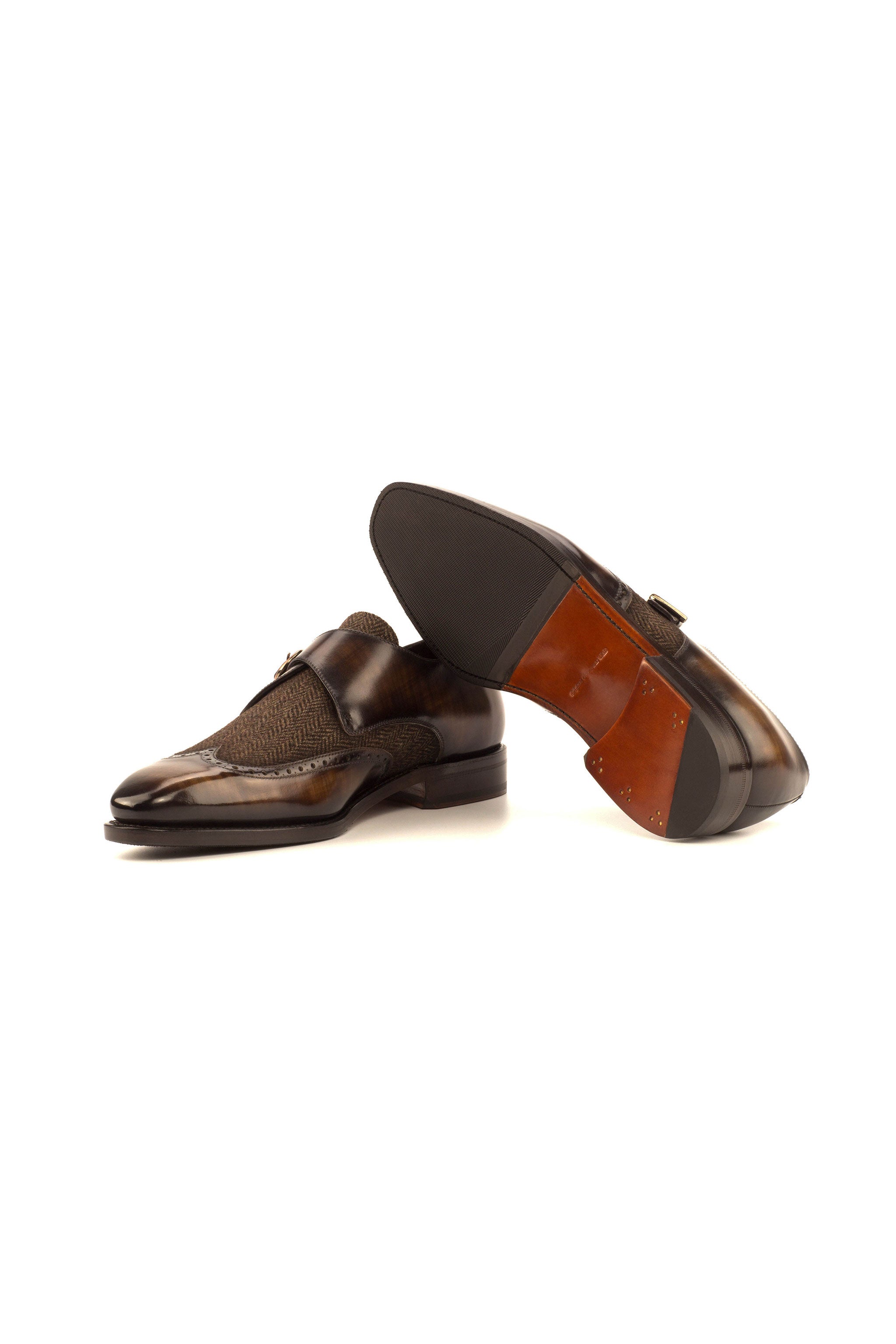 Herringbone Sartorial + Brown Patina Single Monk