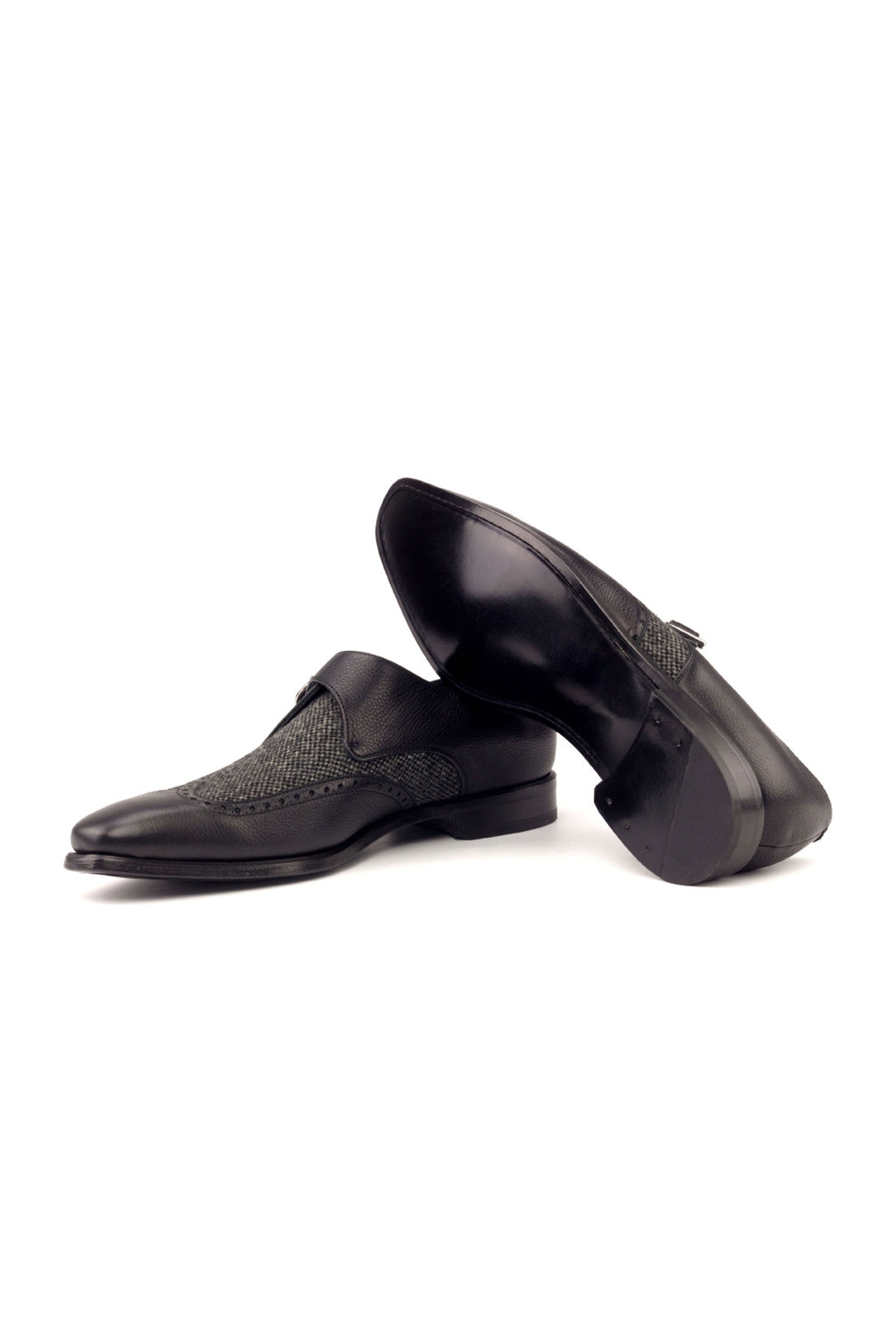 Nailhead Sartorial + Black Painted Full Grain Single Monk