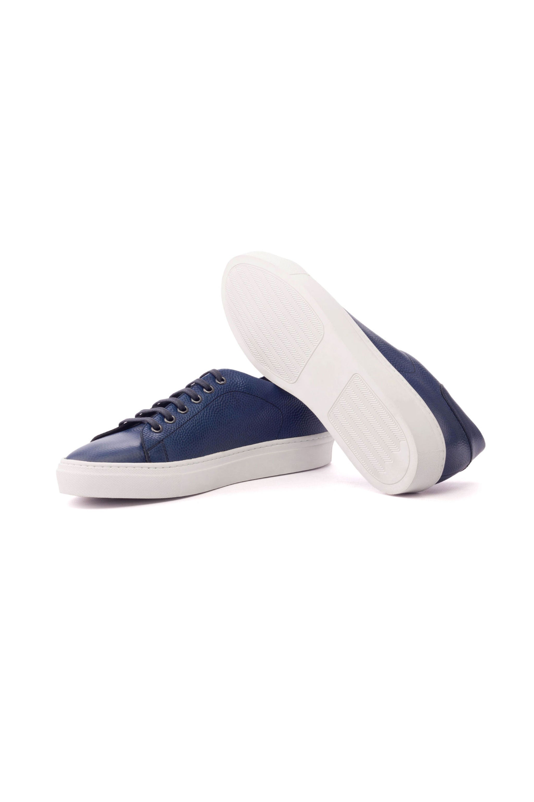 Navy Pebble Grain Trainer Sneaker