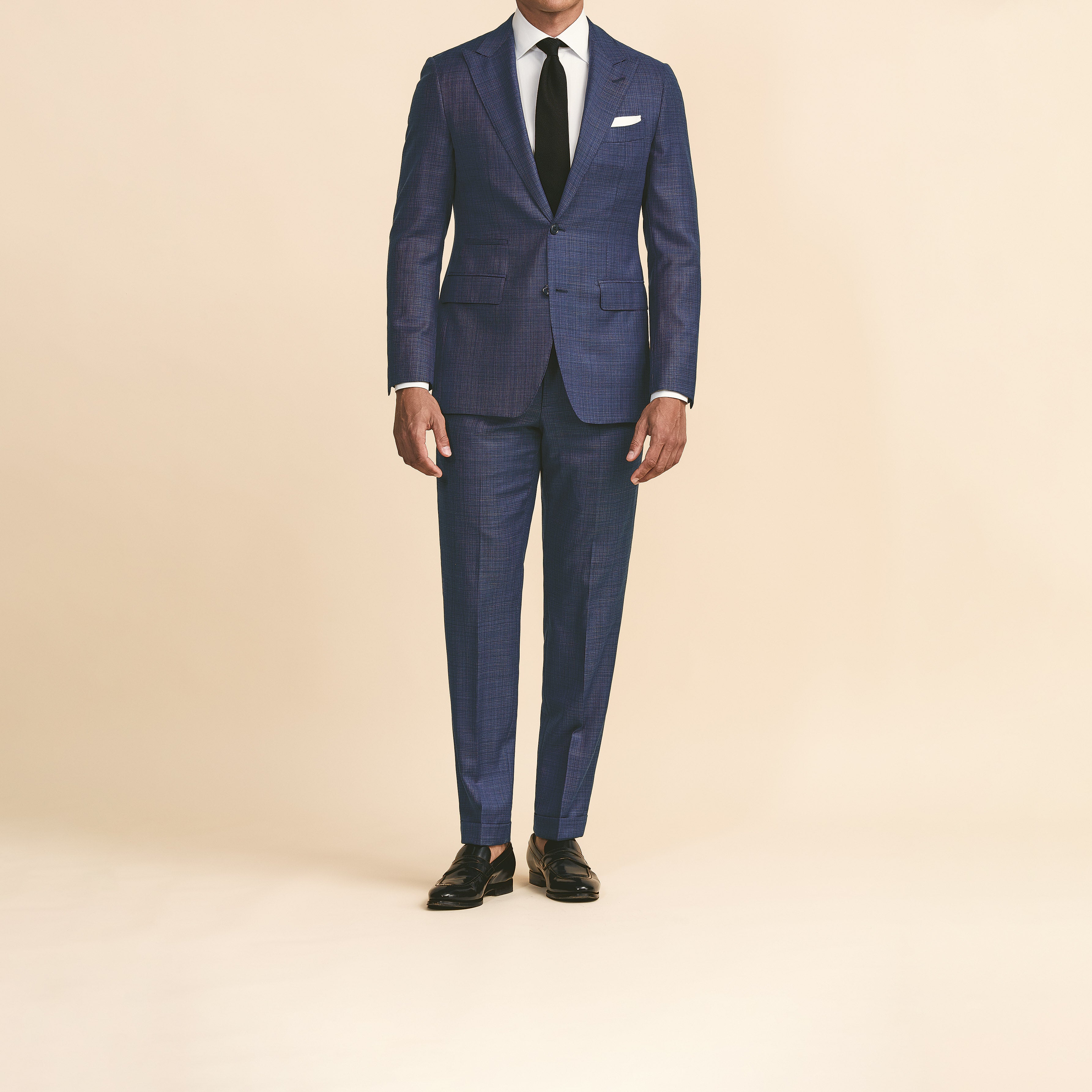 Blue S130 Wool Fancy Weave Suit
