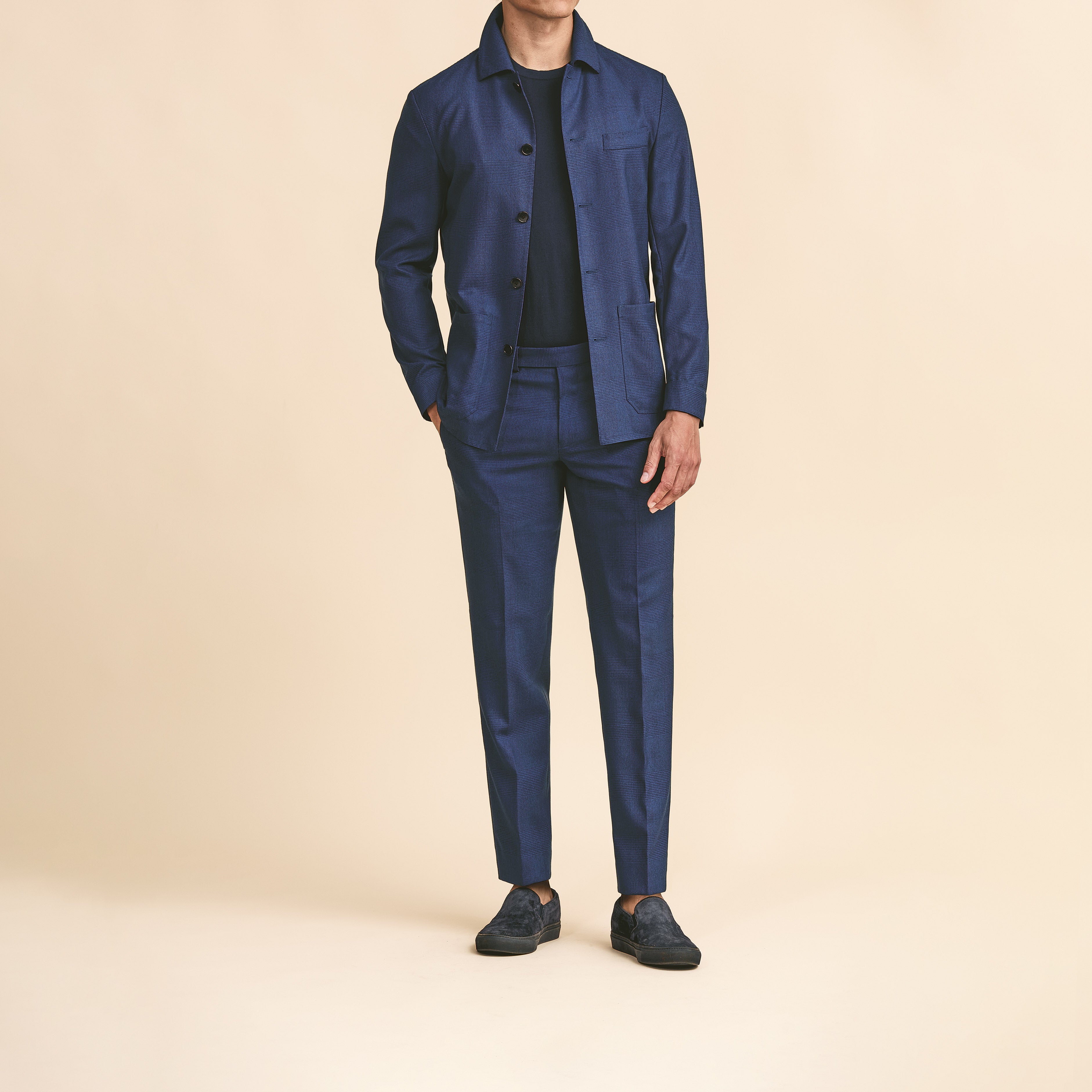 Navy Wool w/ Blue Glen Plaid Suit