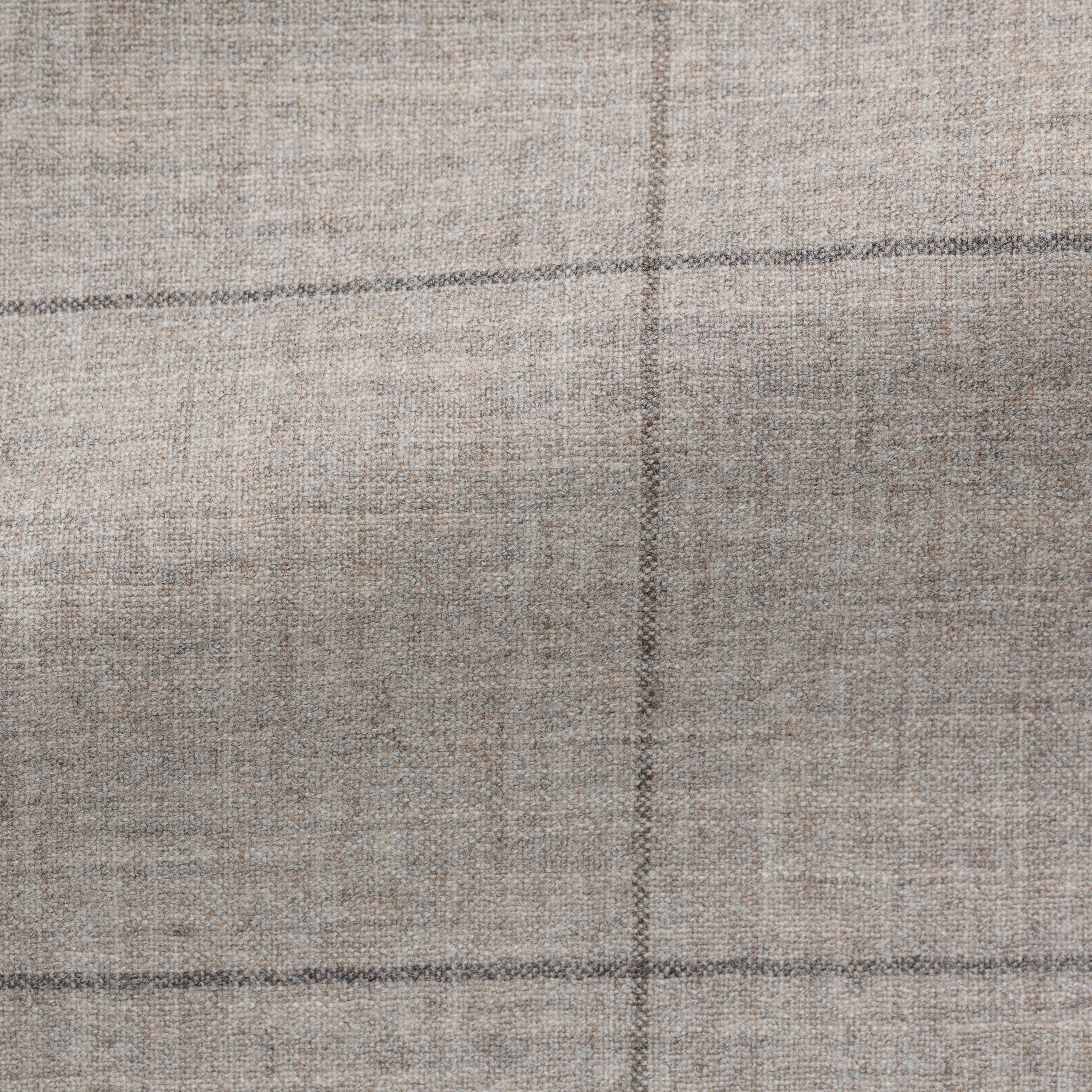 Beige S130 Natural Bi-Stretch Wool Flannel w/ Brown Windowpane Suit