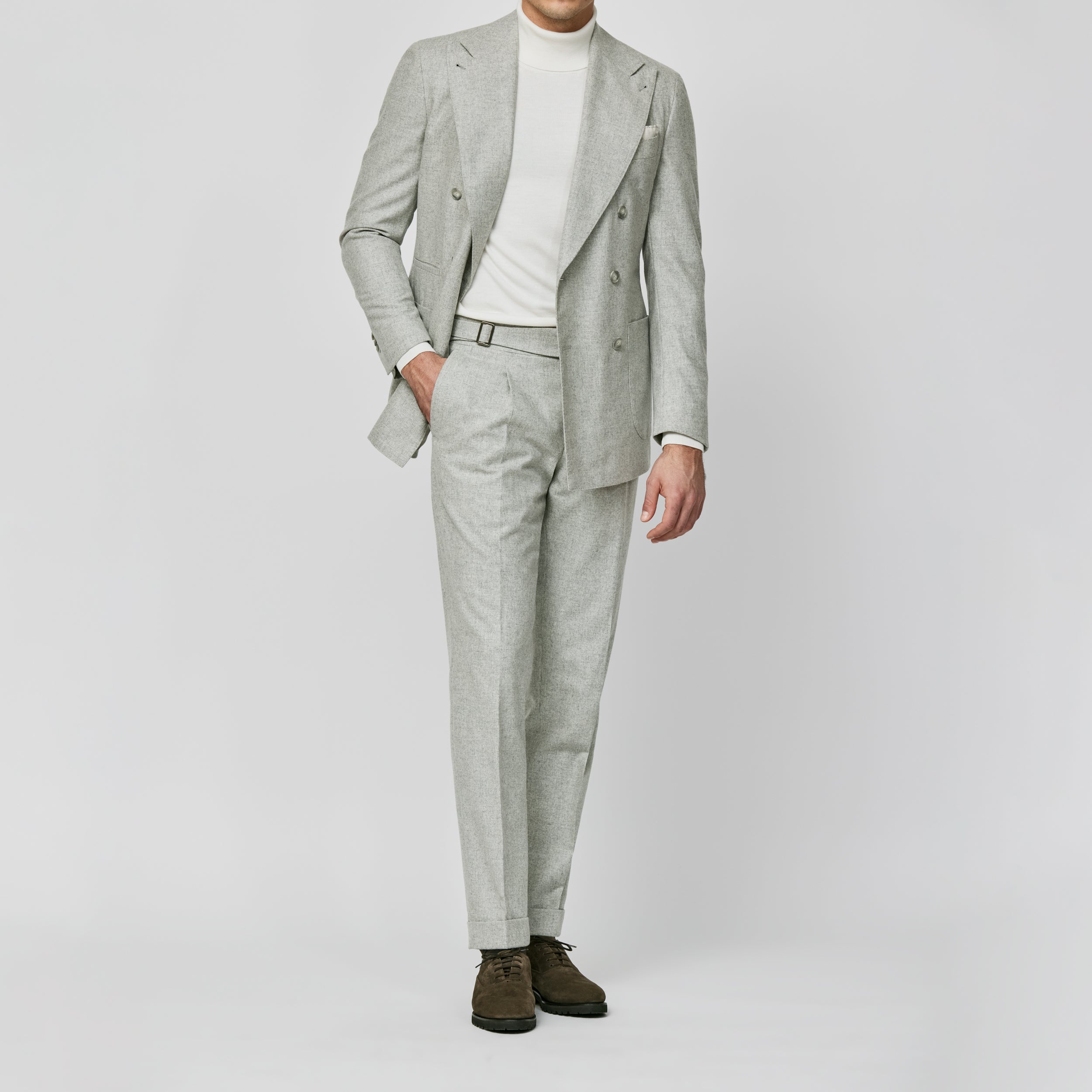 Gray Wool-Cashmere Houndstooth Suit