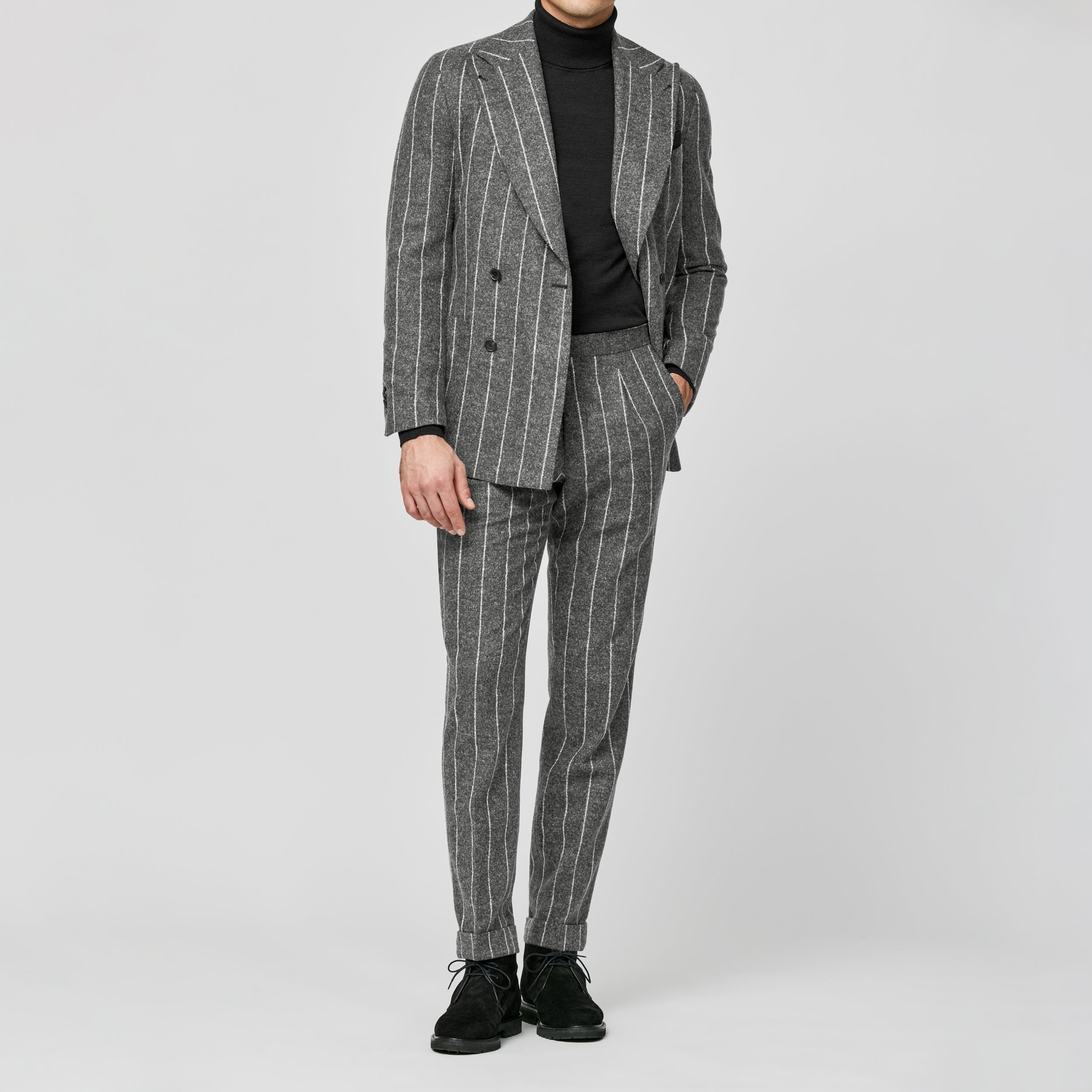 Charcoal Grey Stretch AlpacaWool w/ Ice Grey Suit