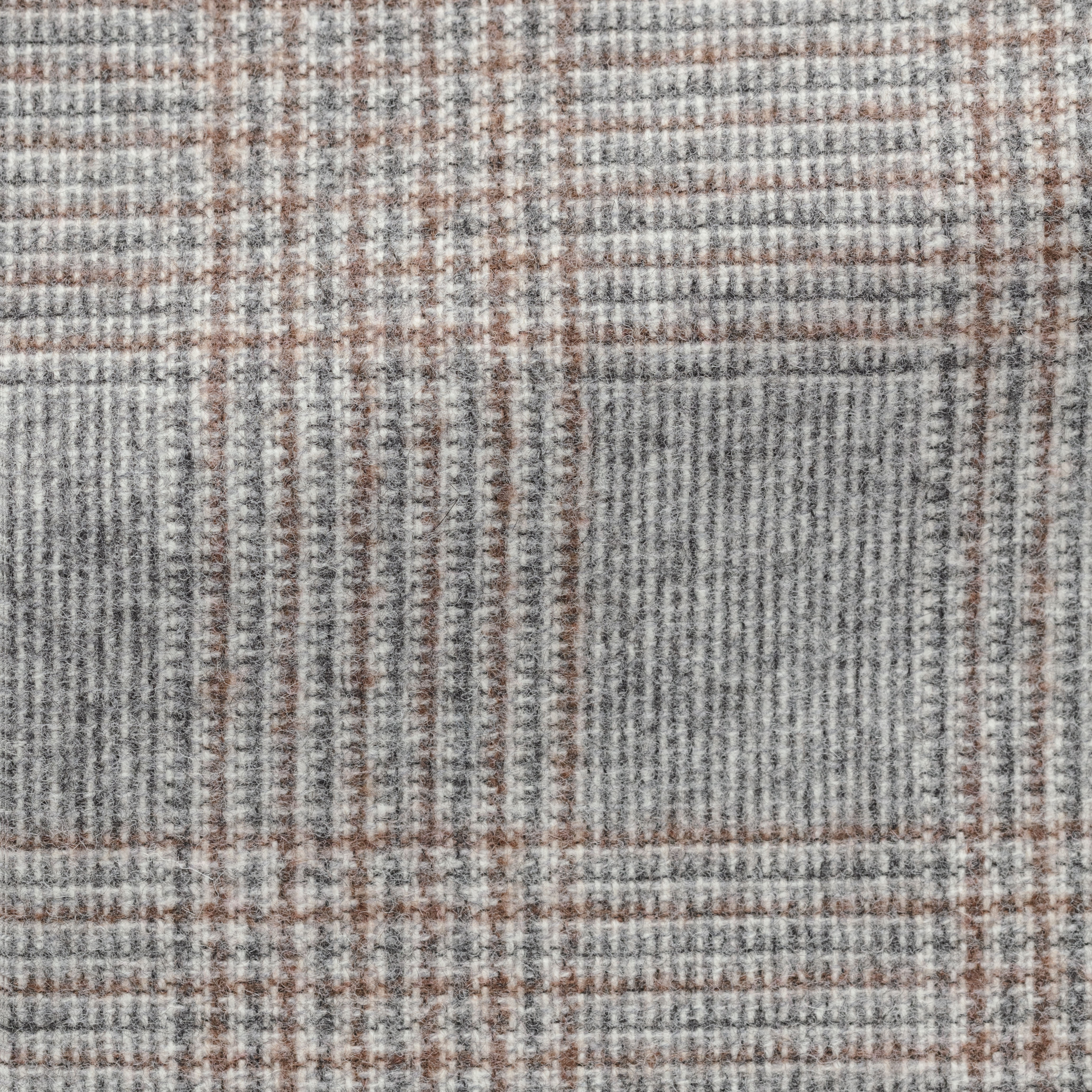 Ice Grey Wool-Alpaca Blend w/ Grey-Cinnamon Glen Plaid Suit