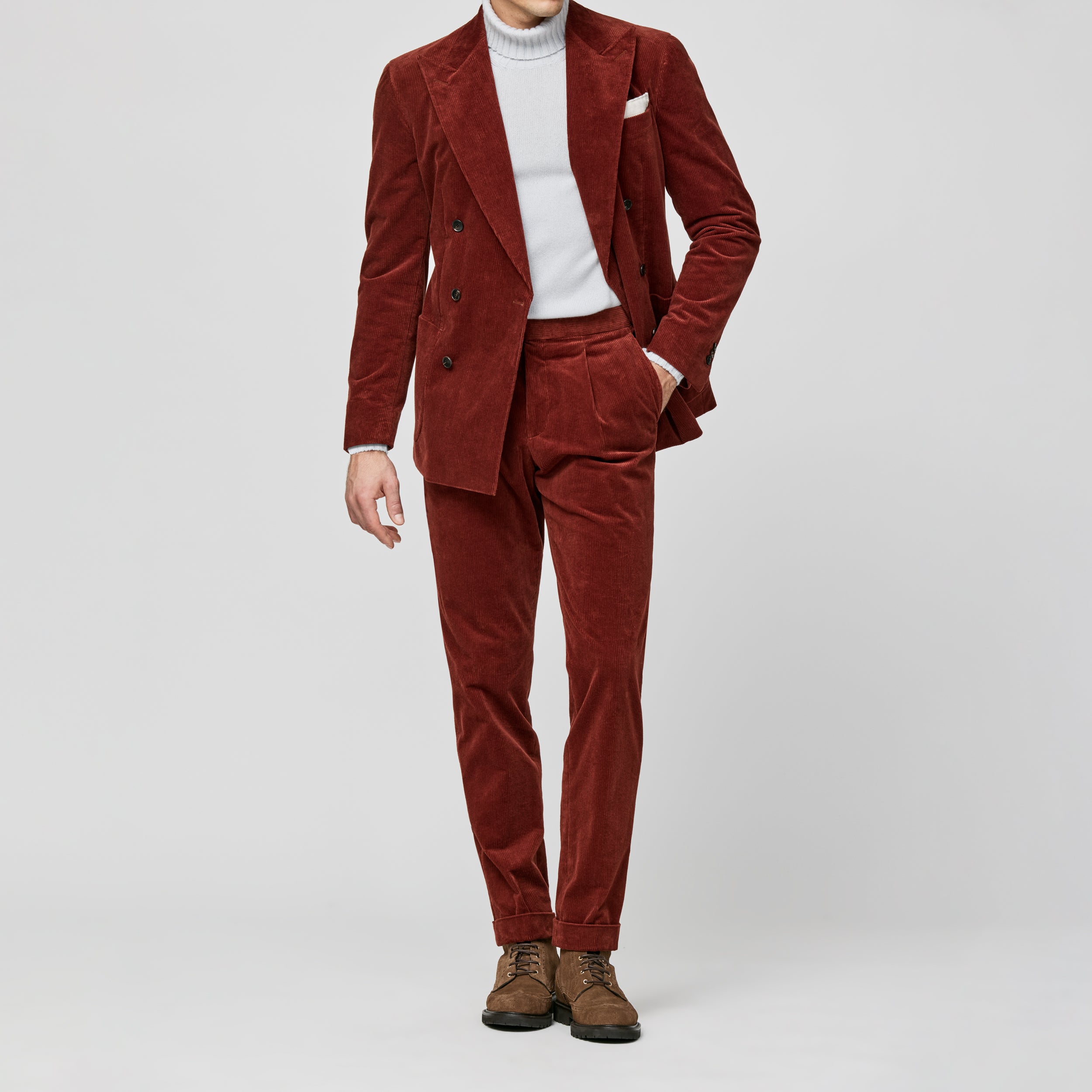 Rust Orange Stretch Cotton Corduroy Suit