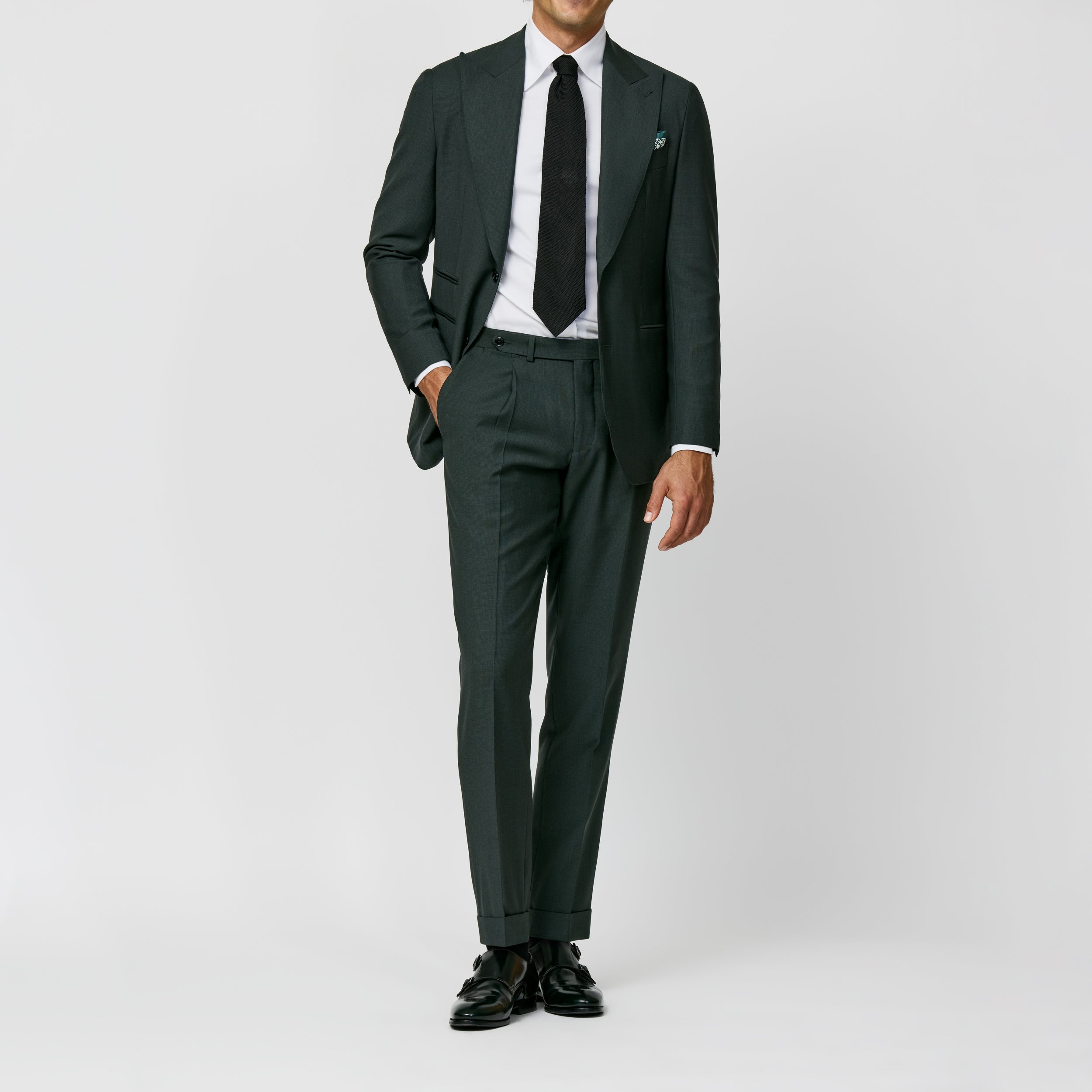 Forest Green Stretch Wool w/ Micro-Effect Suit