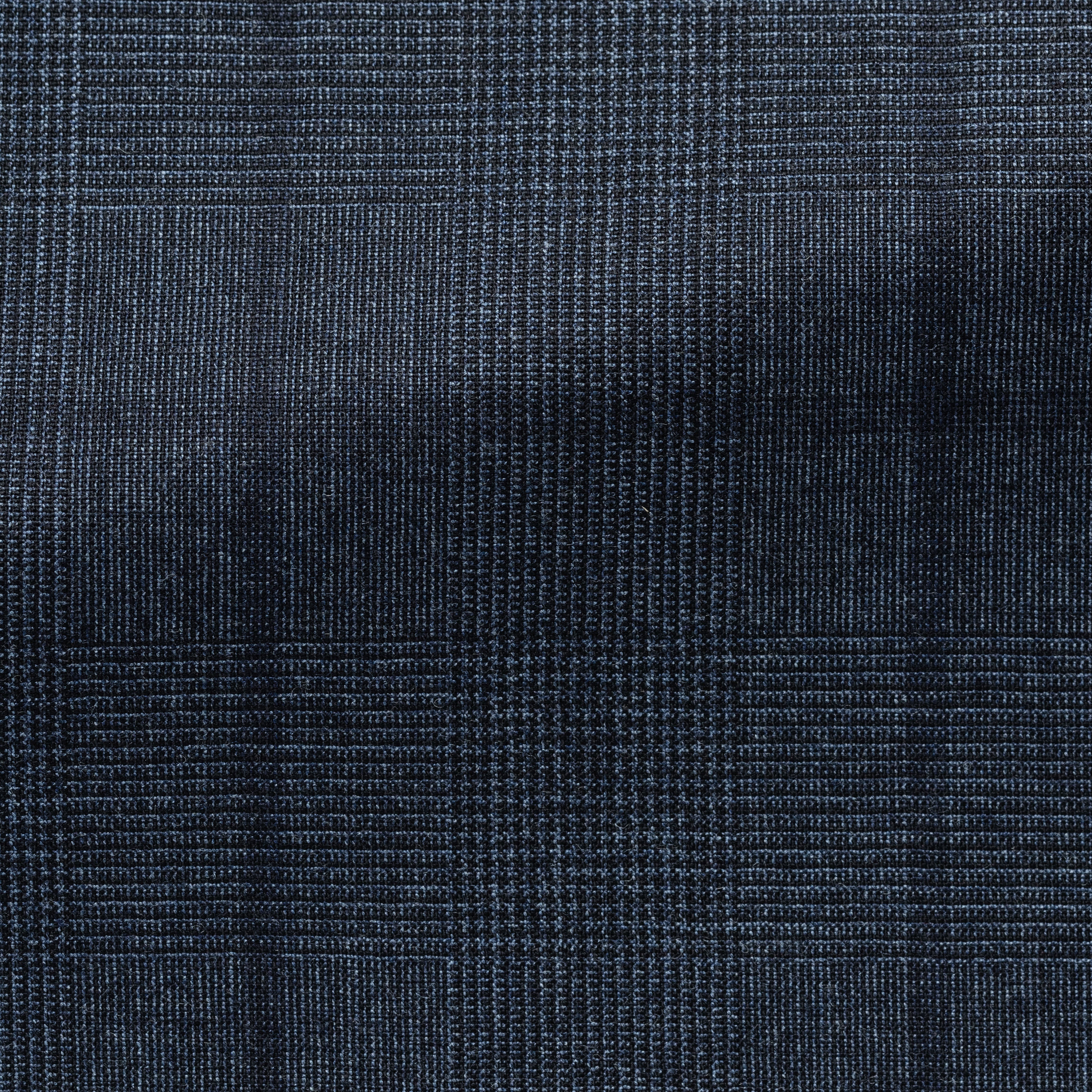 Dark Stone Blue Wool Glen Plaid w/ Dark Brown Overcheck Suit