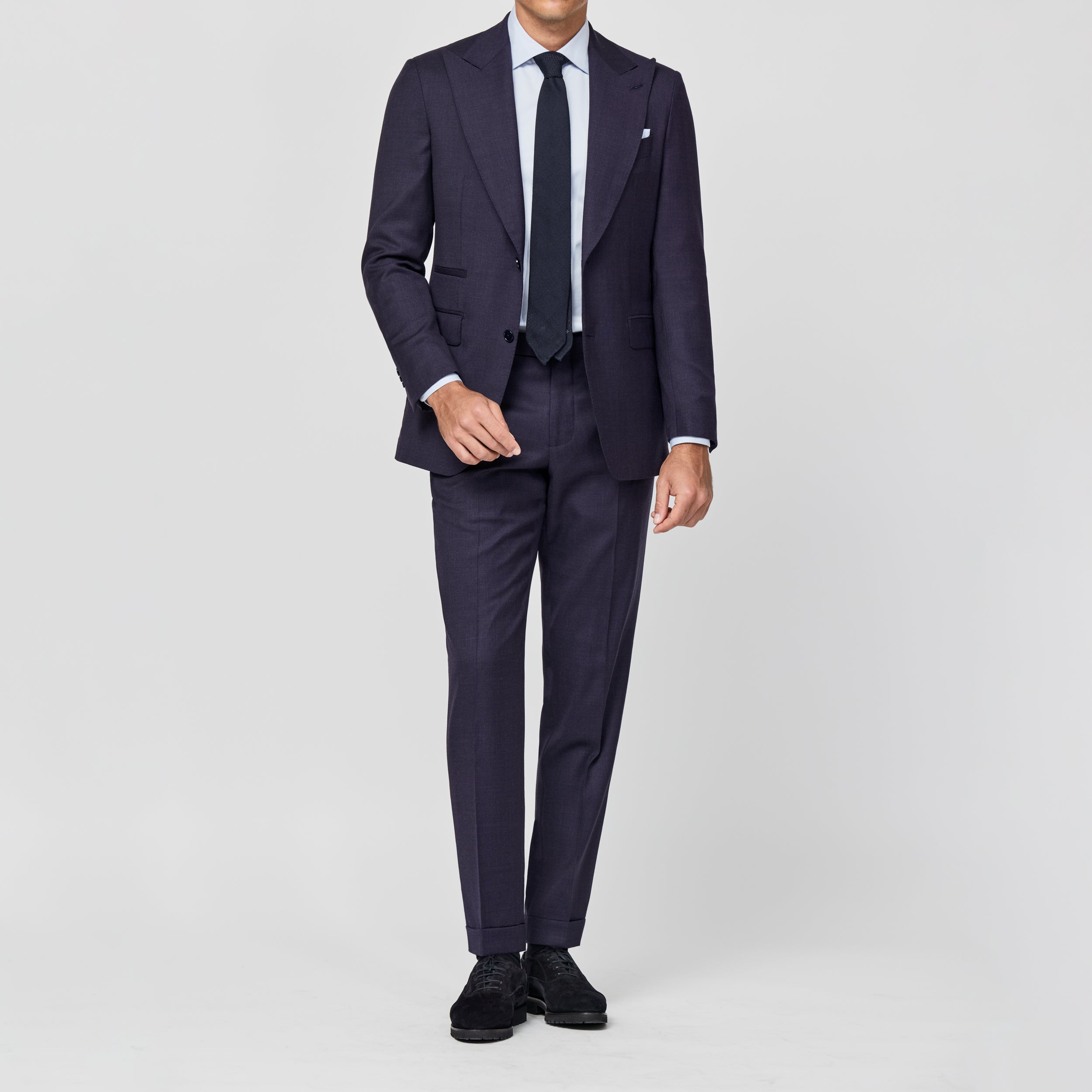 Aubergine Wool Glen Plaid Suit
