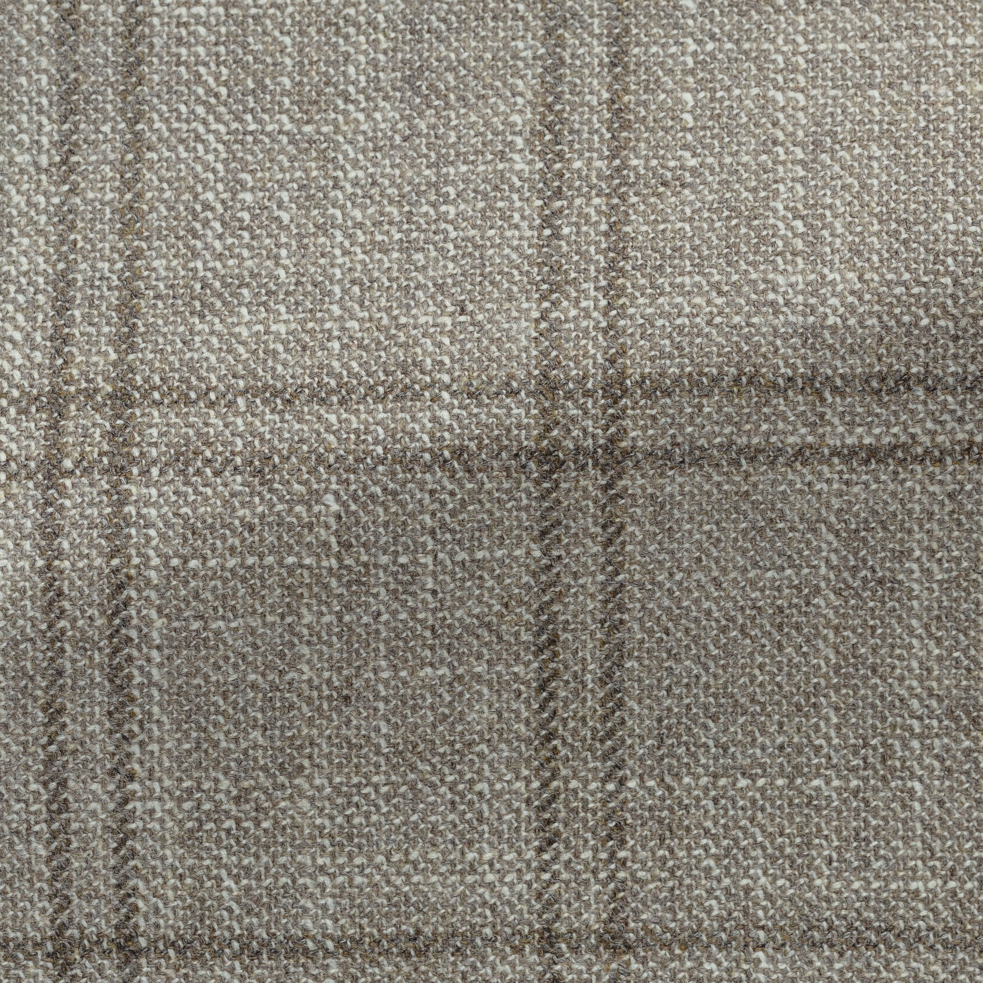 Oatmeal Wool-Silk-Cashmere w/ Taupe Double Windowpane Jacket