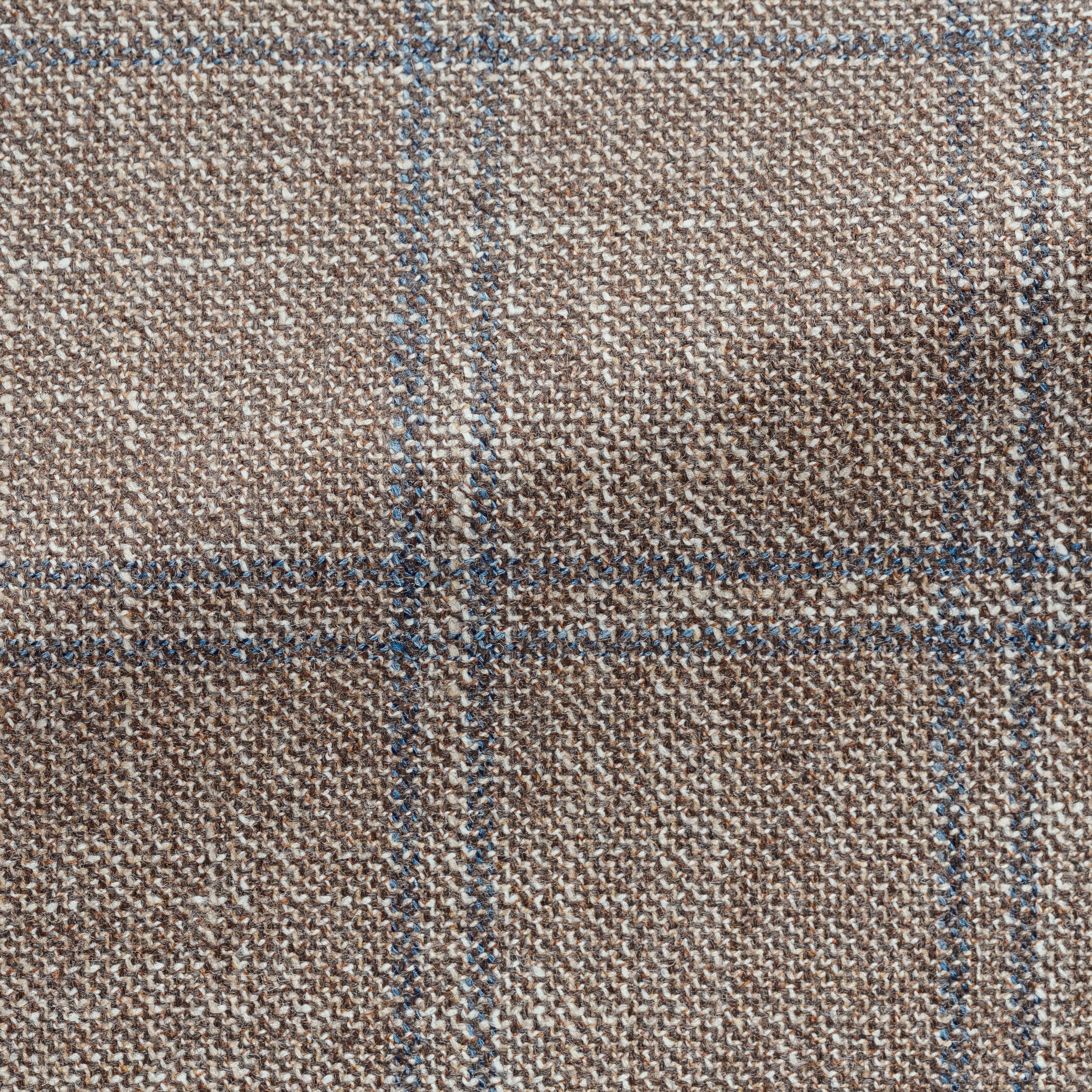 Tan Wool-Silk-Cashmere Sharkskin w/ Dark Blue Double Windowpane Jacket