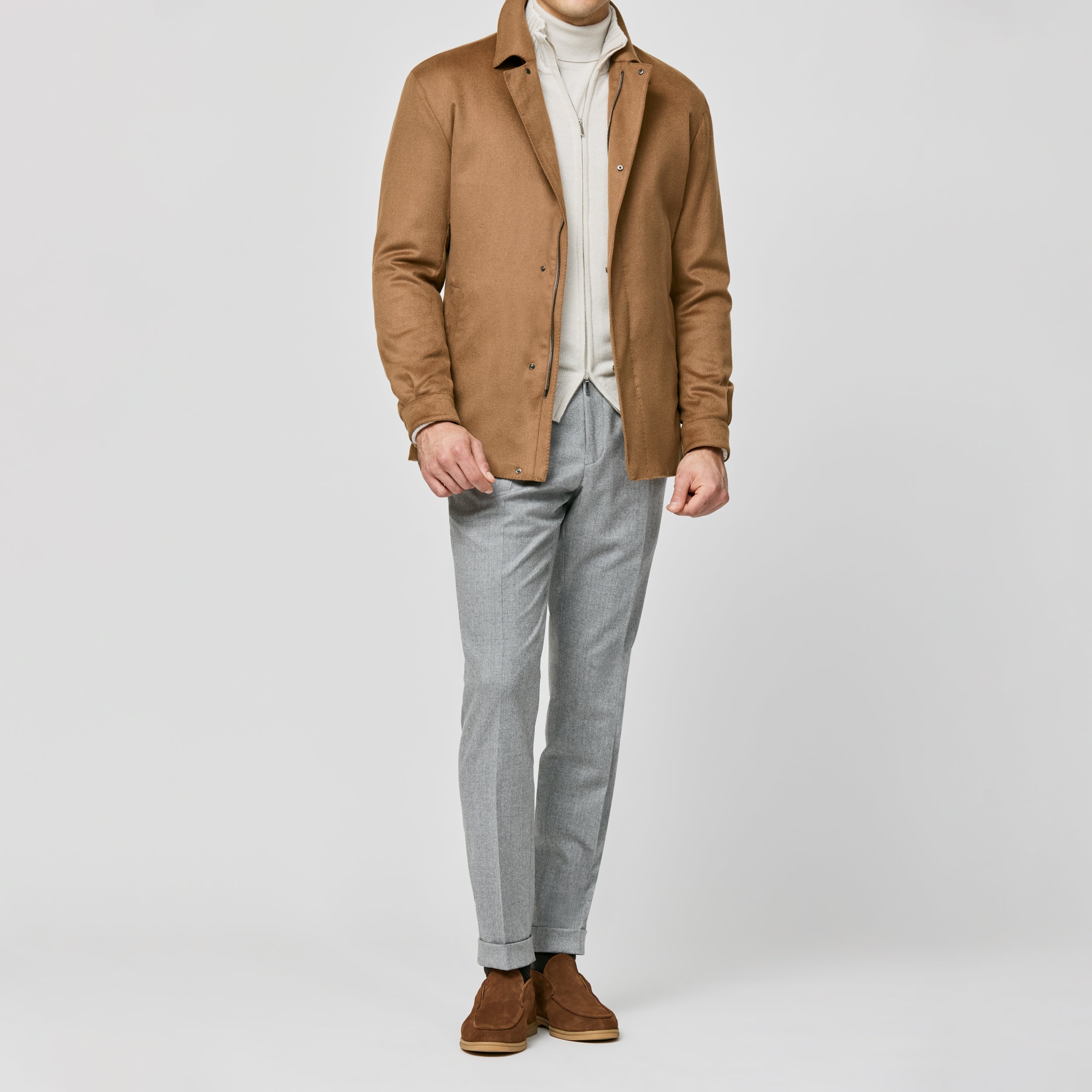 Cinnamon Brushed Camel Plain Weave Utility Jacket