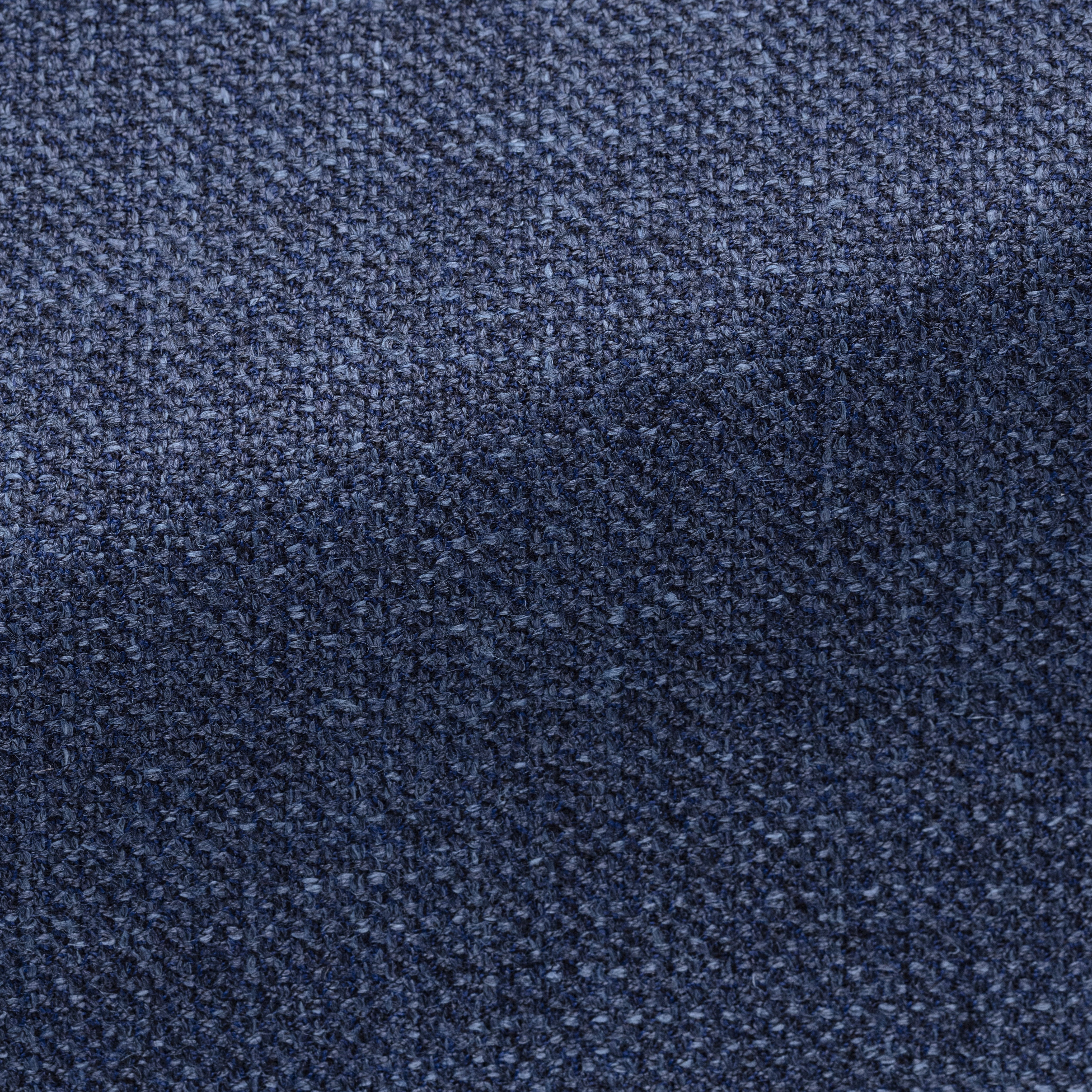 Dark Blue Wool-Silk-Linen Subtle Herringbone Jacket