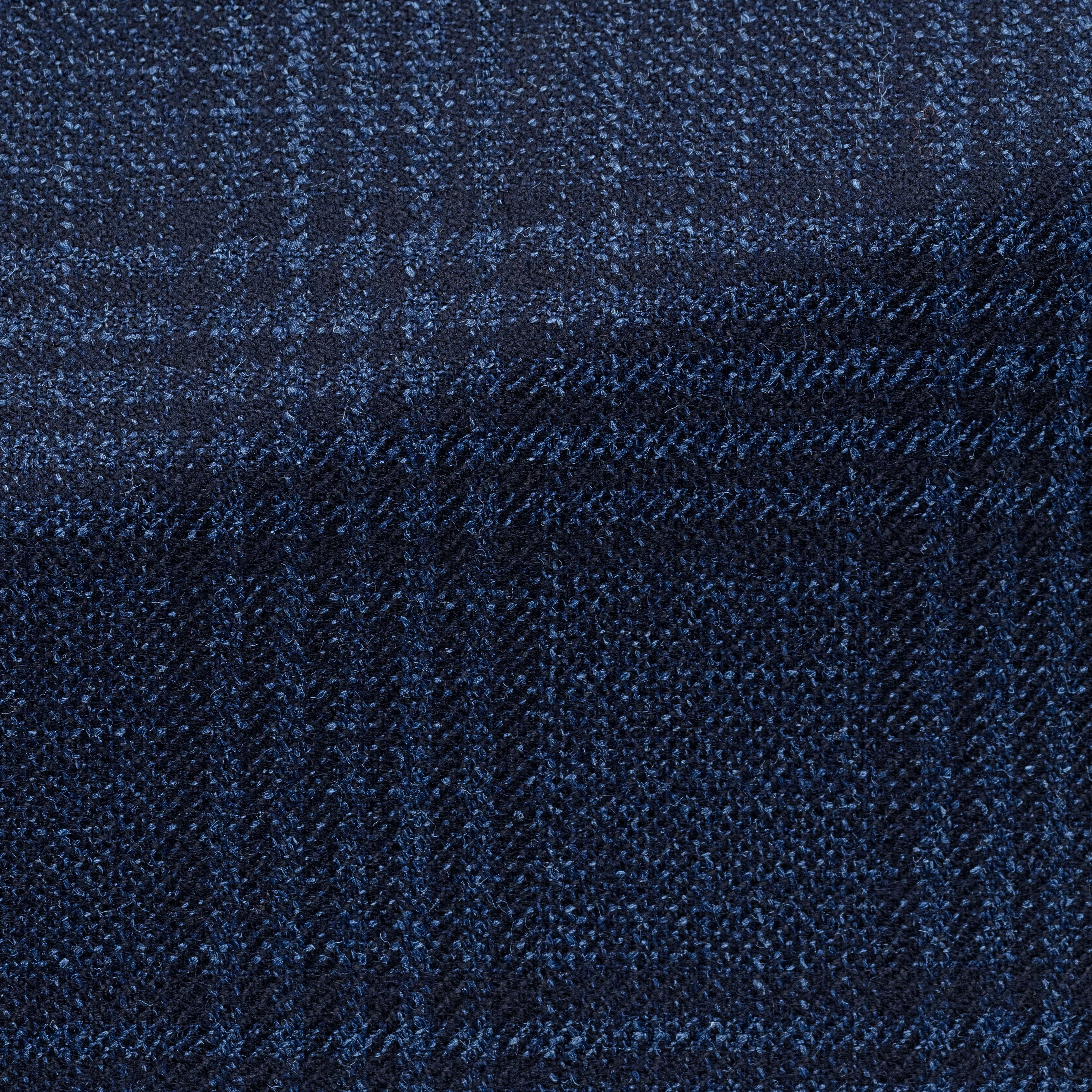 Dark Blue Wool-Silk-Cashmere W/ Midnight Blue Glen Plaid Utility Jacket