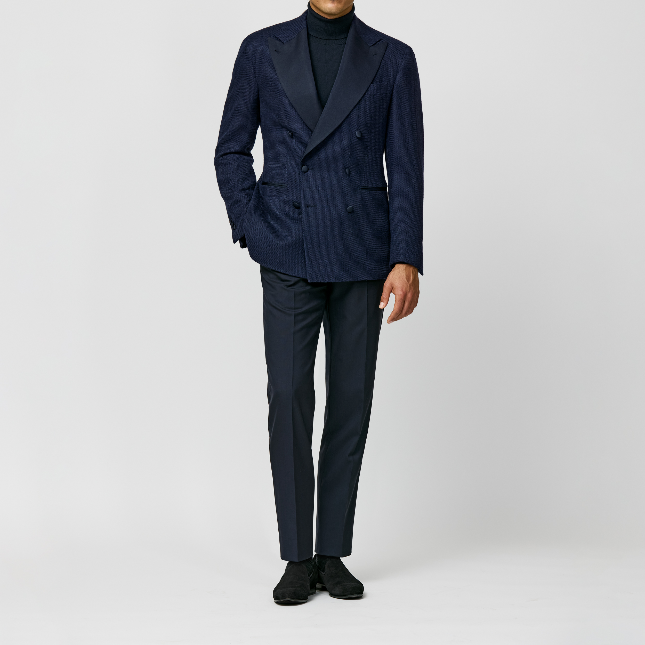 Midnight Blue Alpaca-Wool Giro Inglese Dinner Jacket