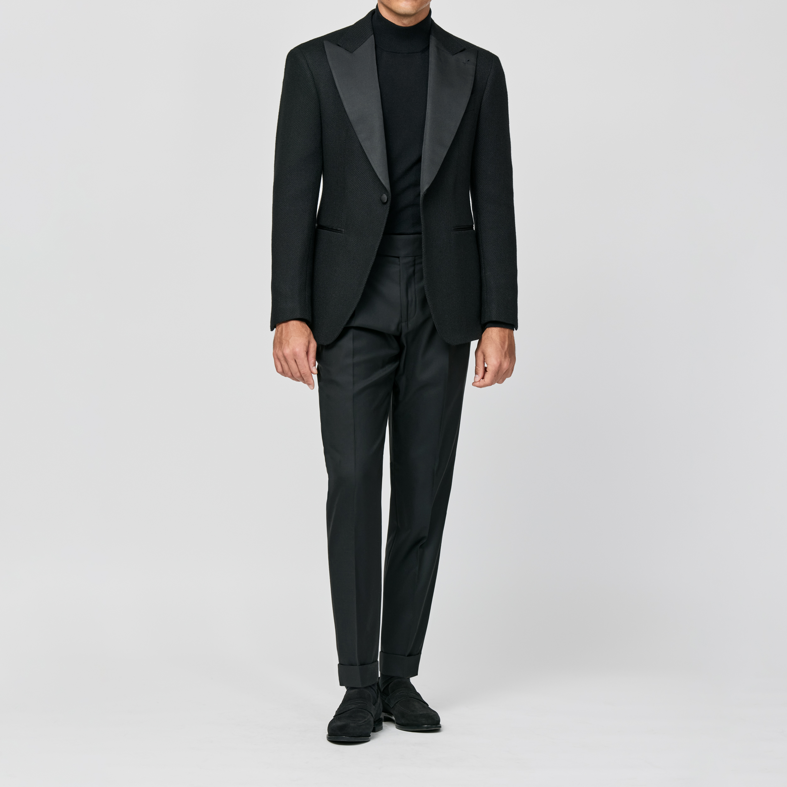 Black Alpaca-Wool Giro Inglese Dinner Jacket
