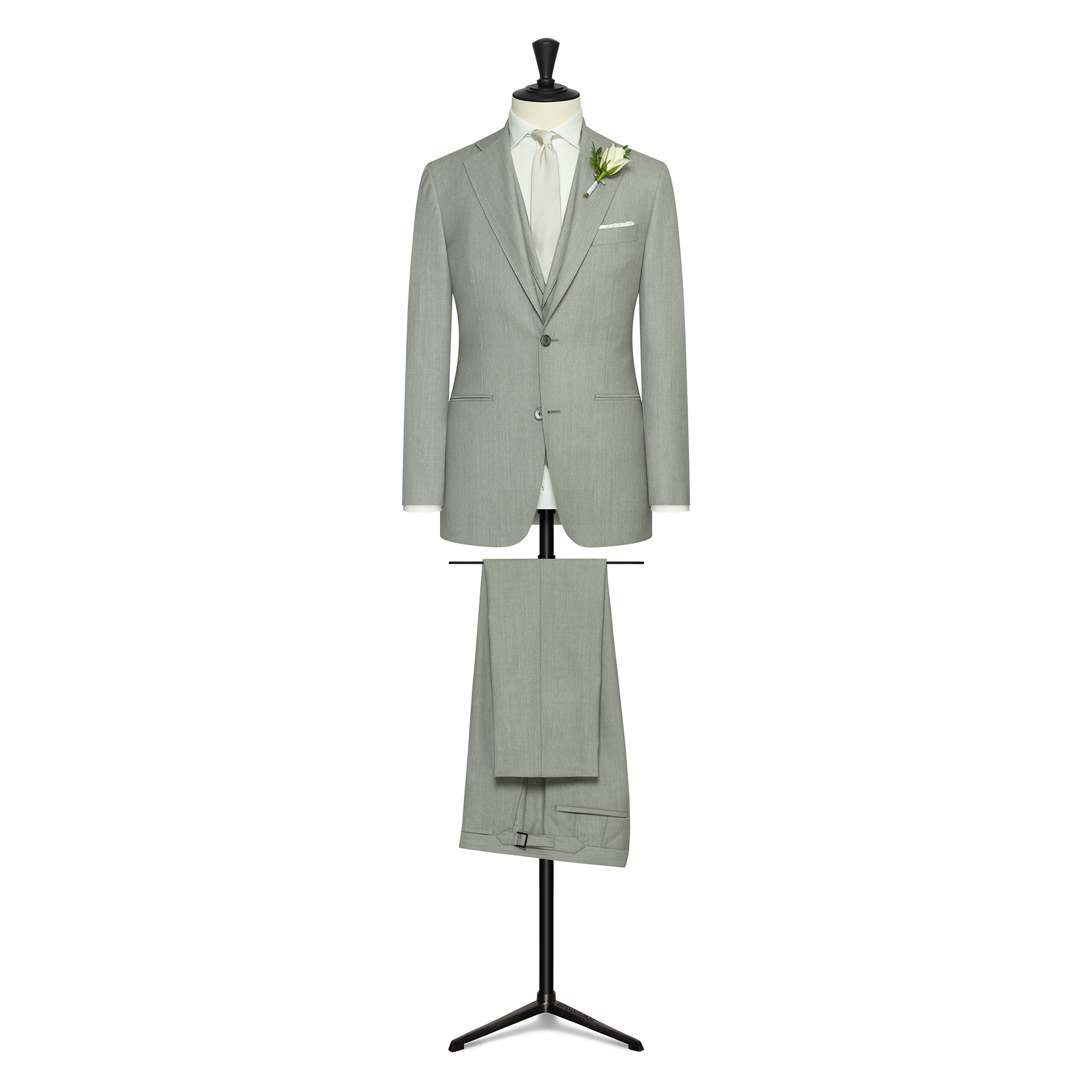 Smoke Grey Mélange S130 Wool Twill 3-Piece Suit