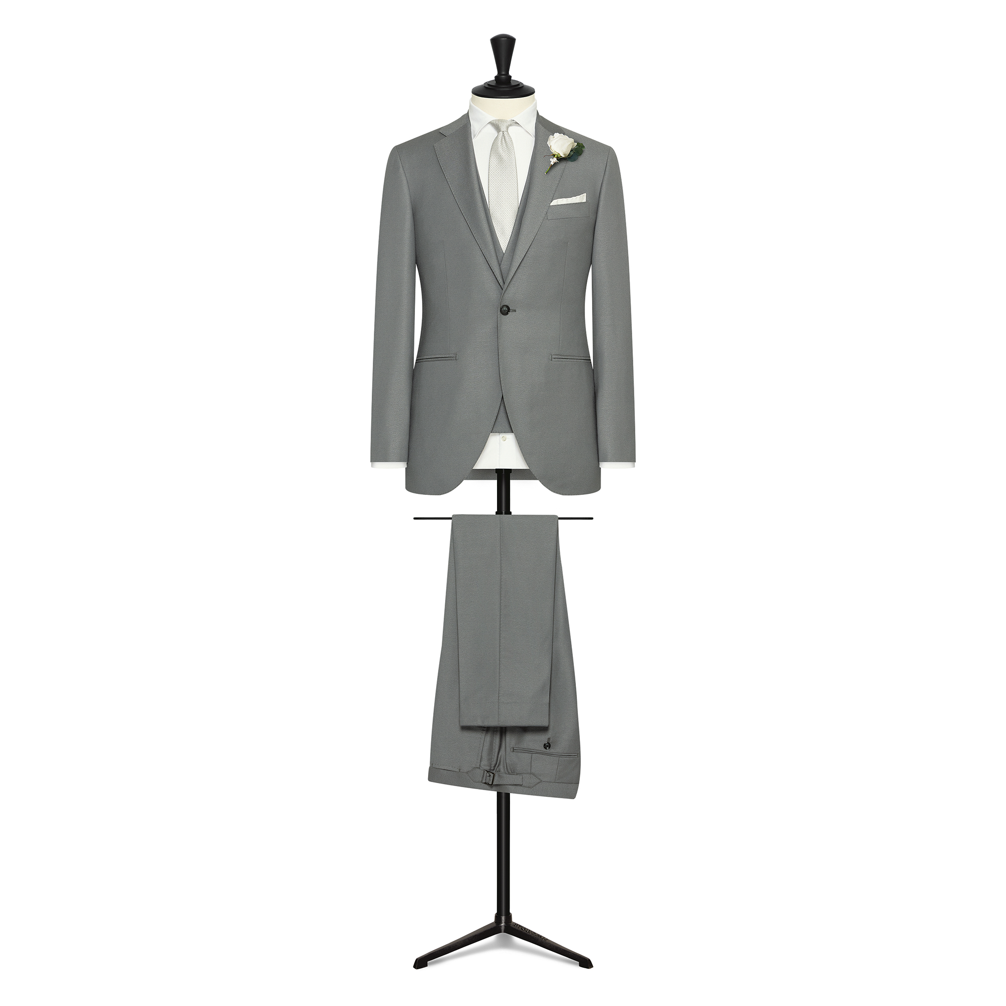 Grey S120 Wool Sablé 3-Piece Suit