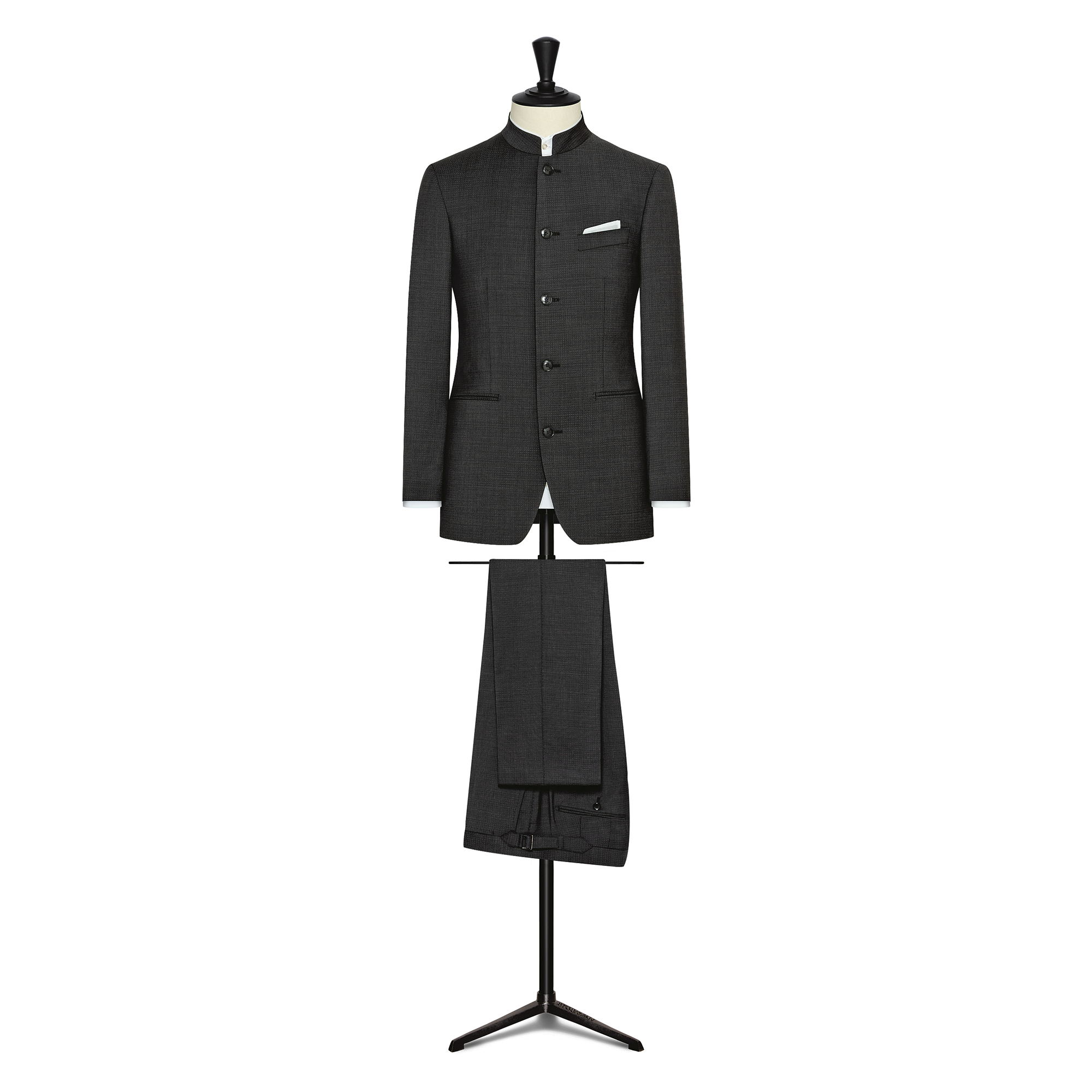 Black S100 Wool With Subtle Micro-Check Suit