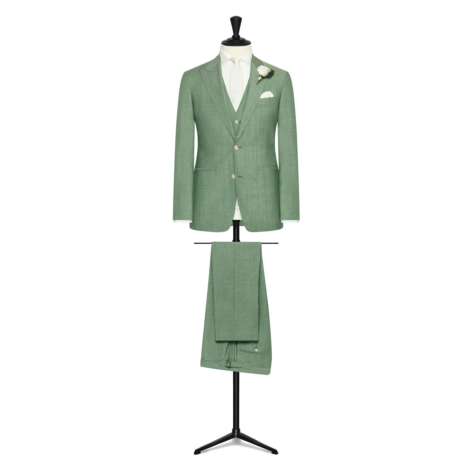 Light Green S100 Wool Solaro 3- Piece Suit