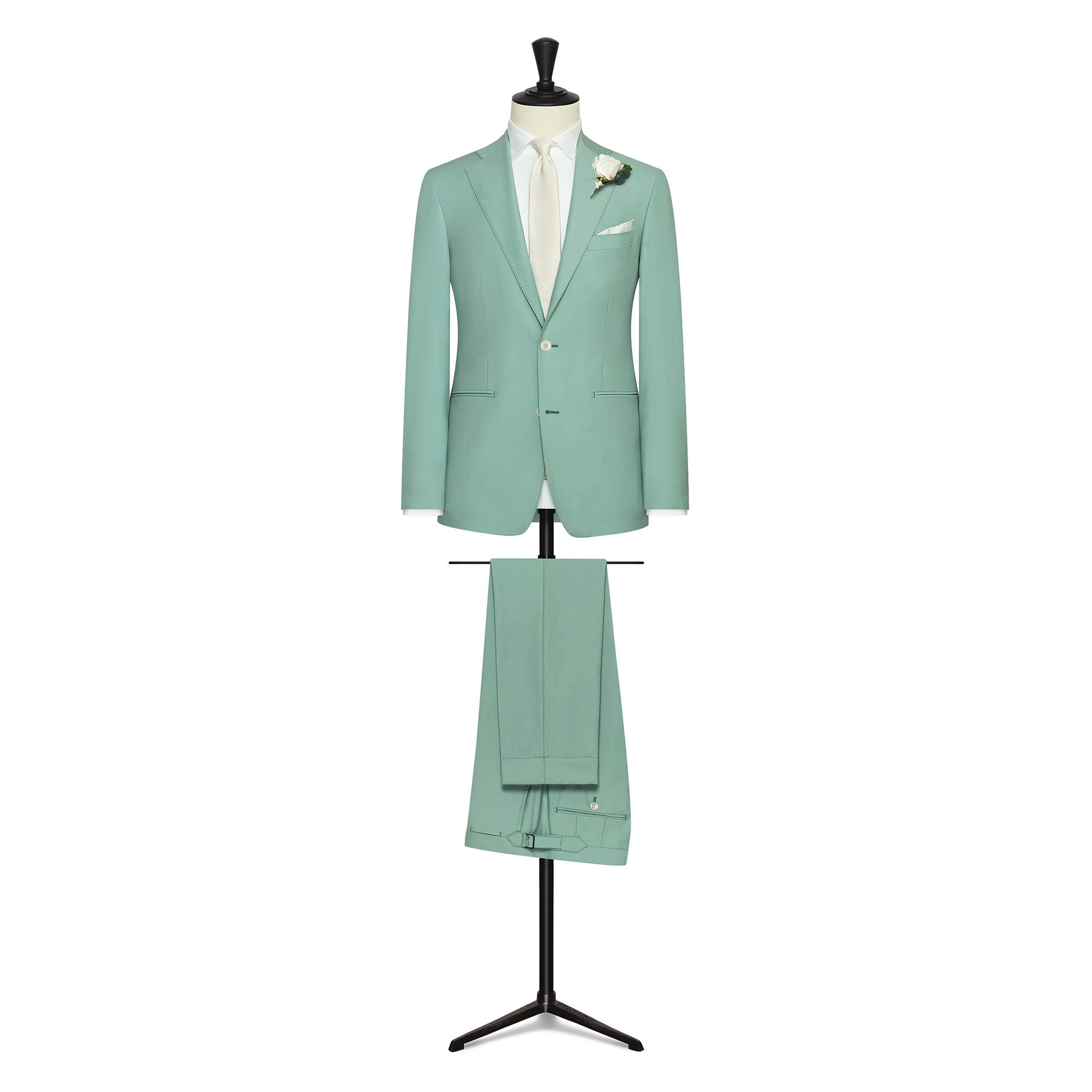 Mint Green S100 Wool Faille Suit