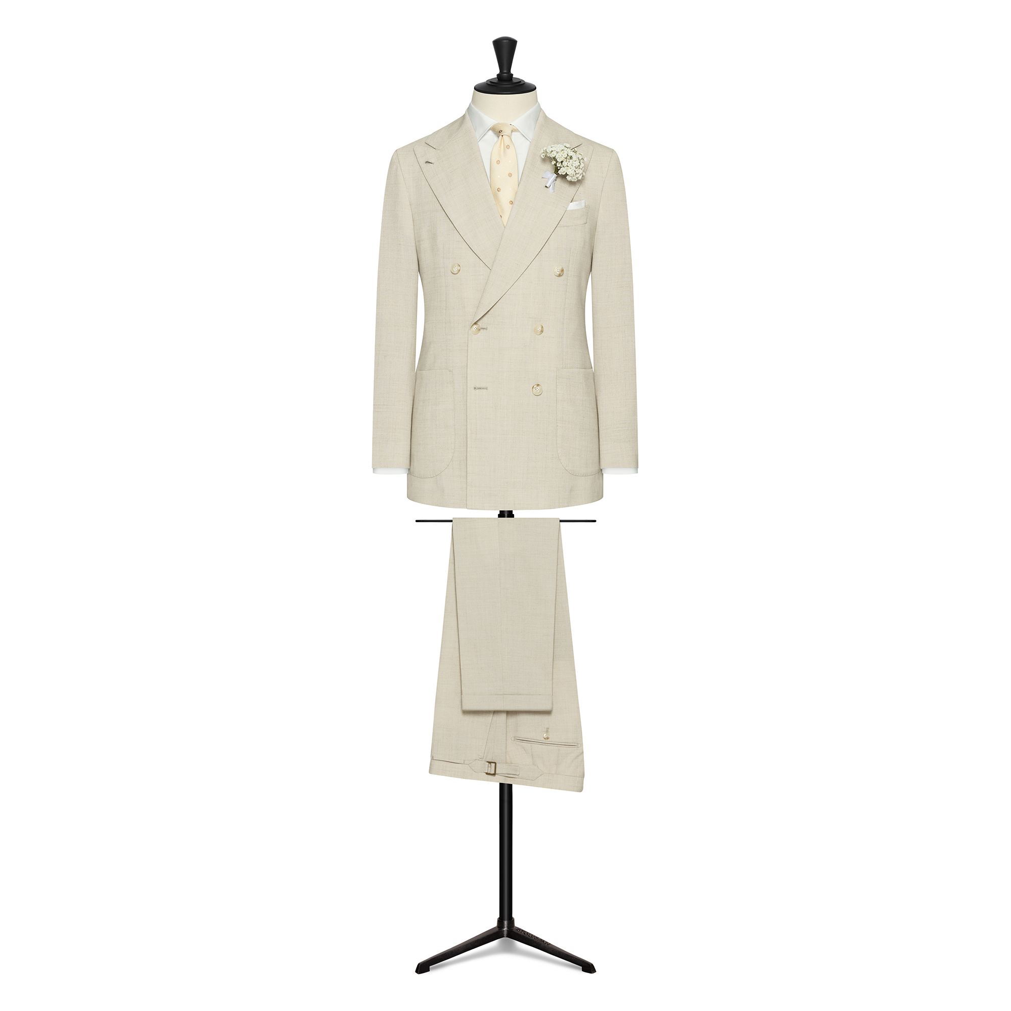 Bone Stretch Wool-Linen Suit