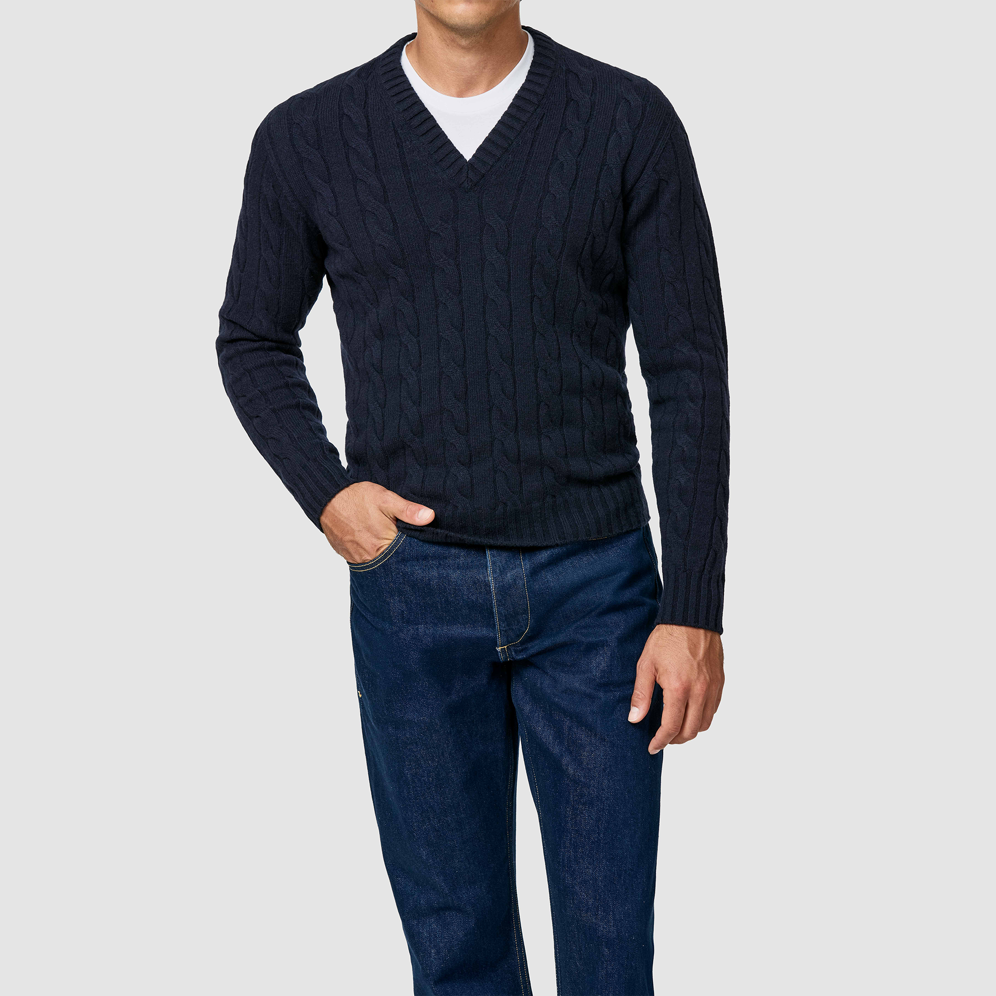 Midnight Blue Cashmere V-Neck