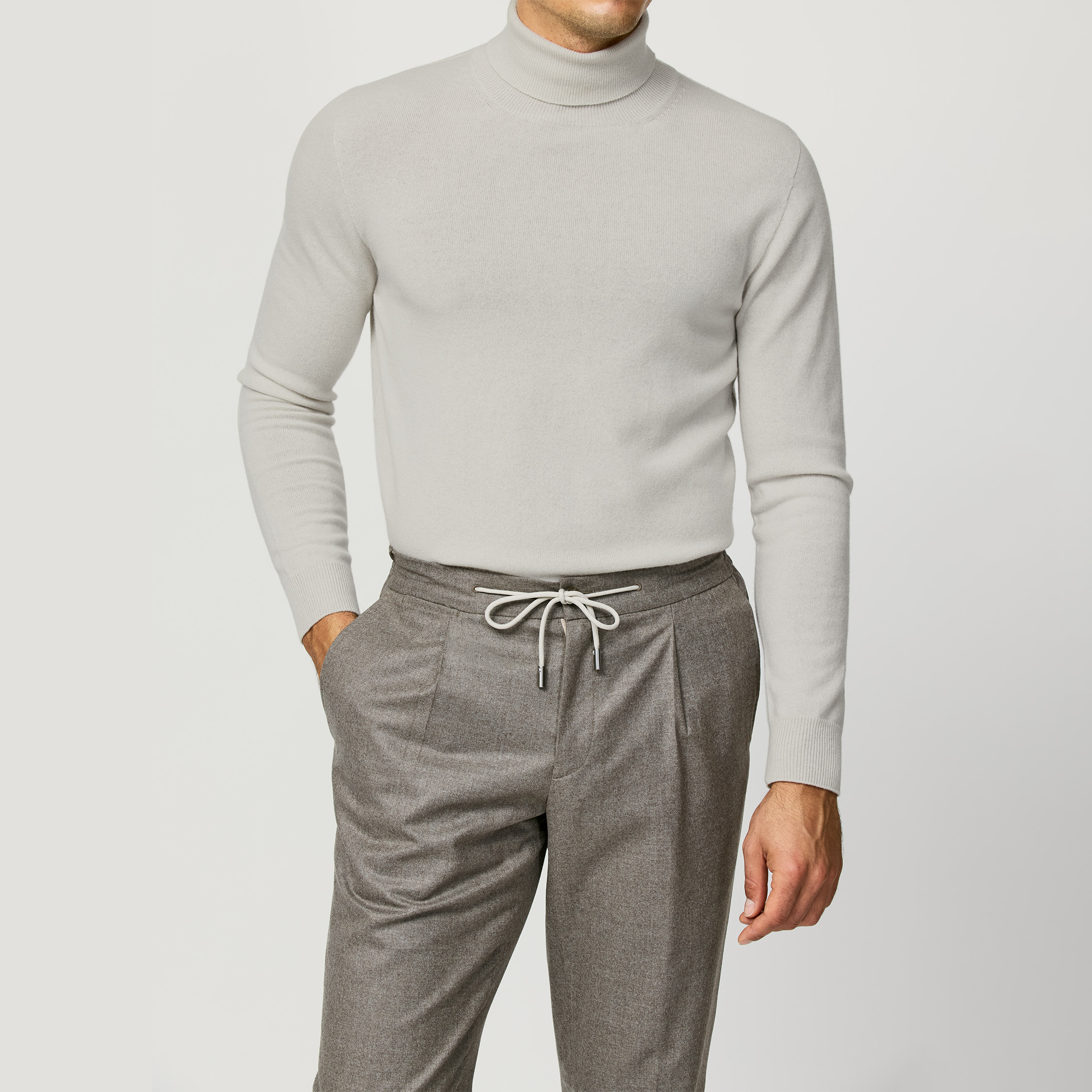 Light Grey Cashmere Turtle Neck