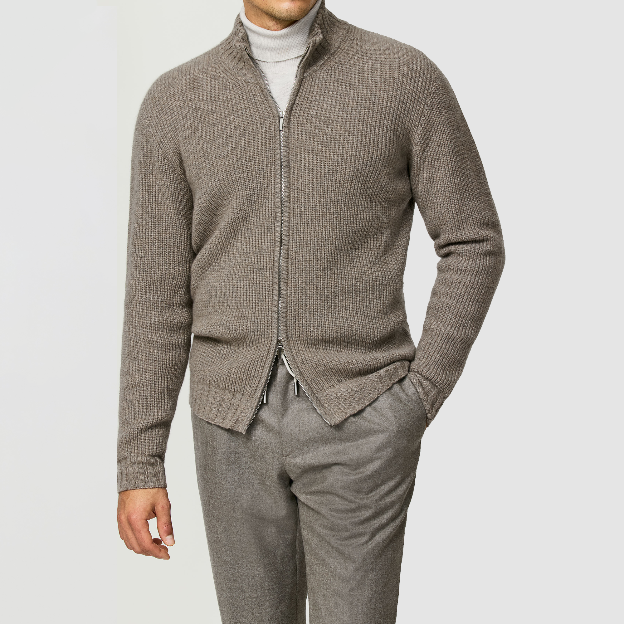 Taupe Cashmere Full-Zip