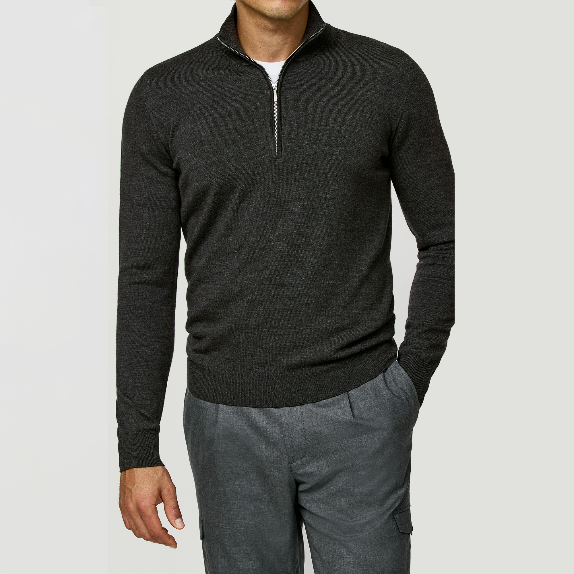S160 Anthracite Ultra-Fine Merino Half-Zip