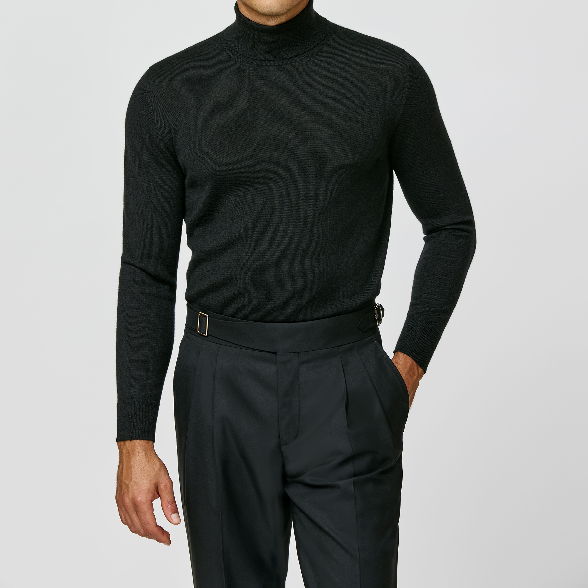 Black Extra-Fine Merino Turtle Neck