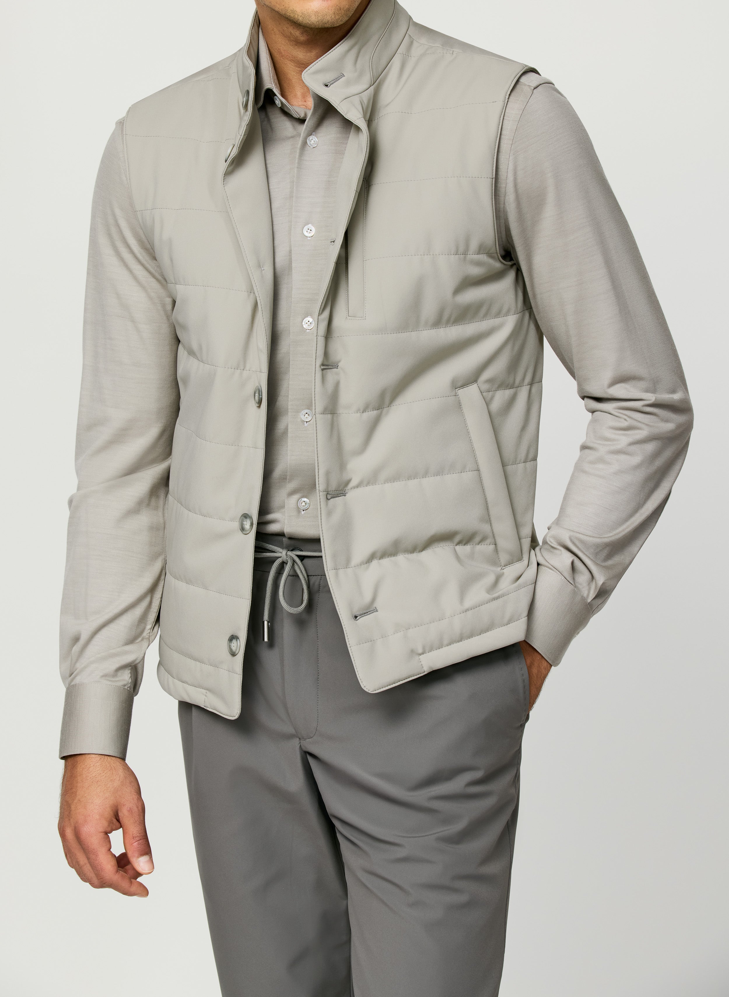 Bone Stretch Water-Repellent Technical Fabric Vest