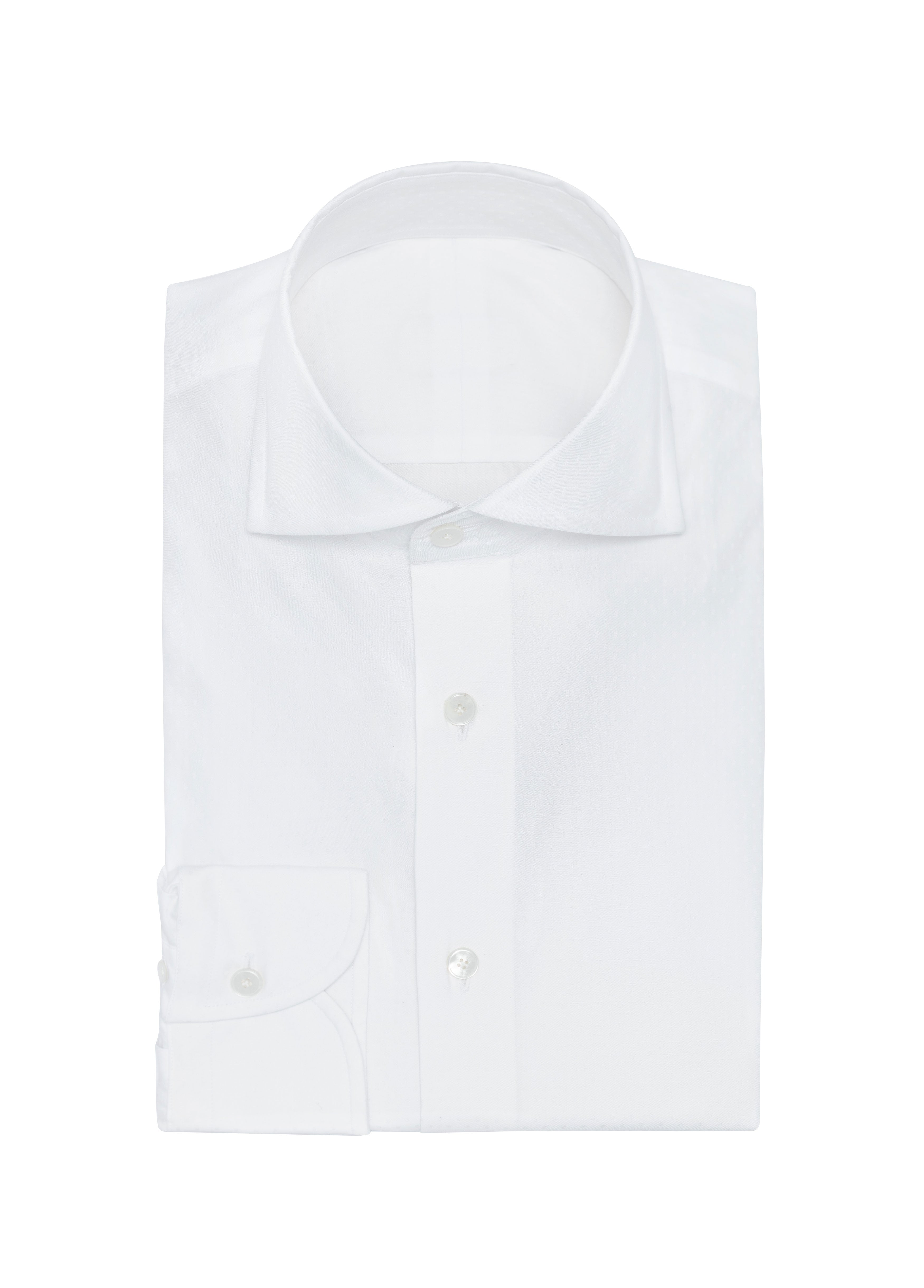 White Cotton Sateen Dobby W/ Dot Design Shirt