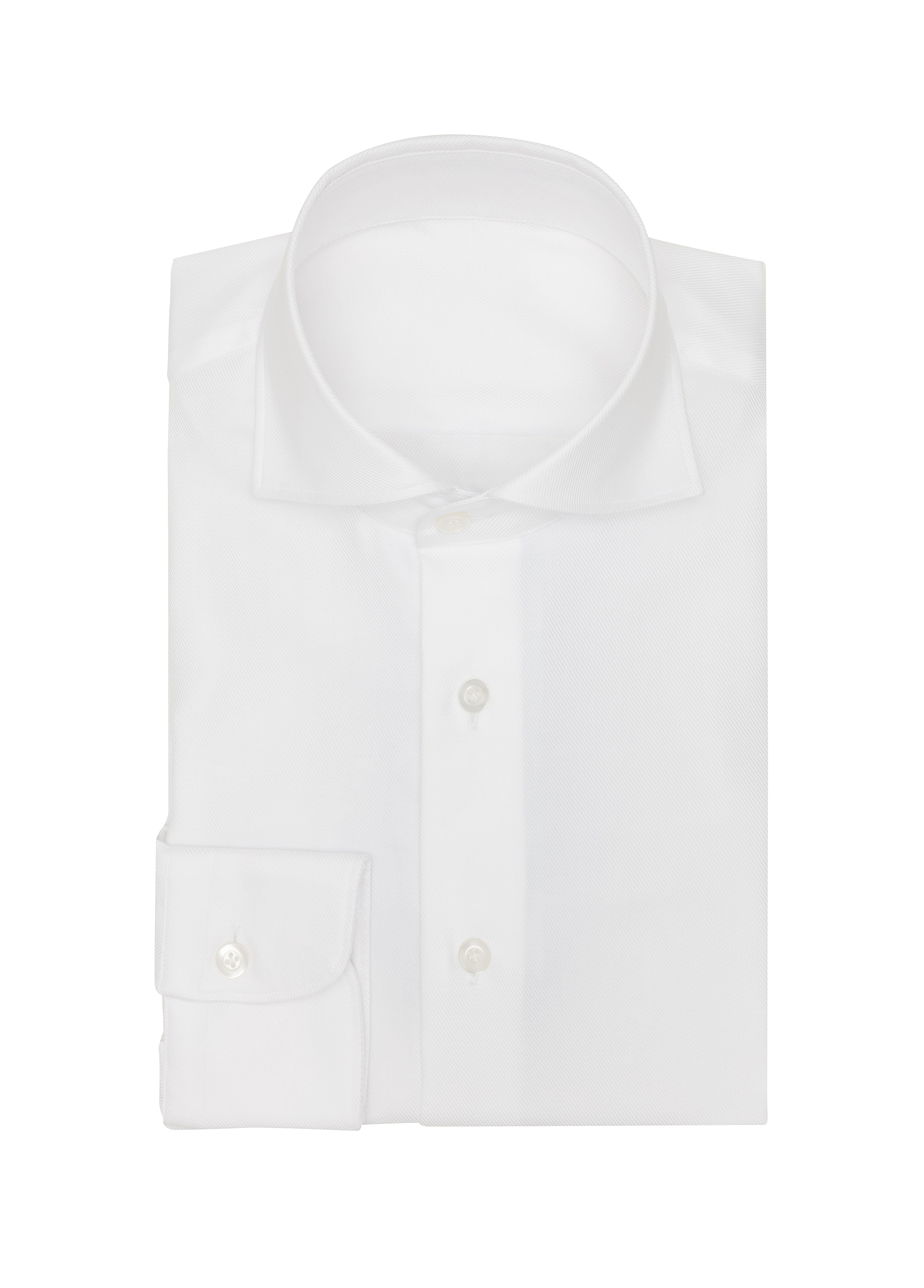 White Cotton Fine Twill Dobby Shirt