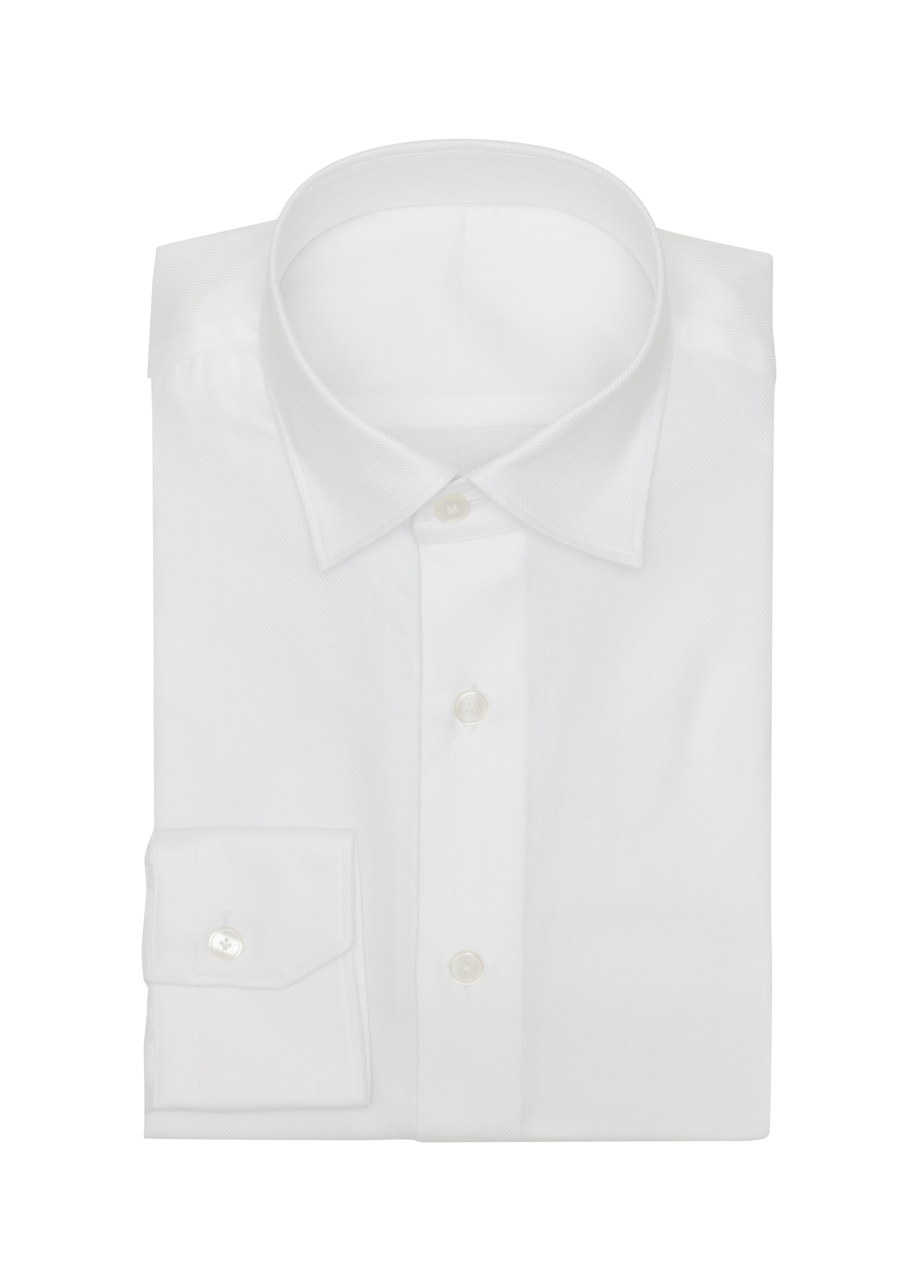 White Cotton Subtle Herringbone Shirt