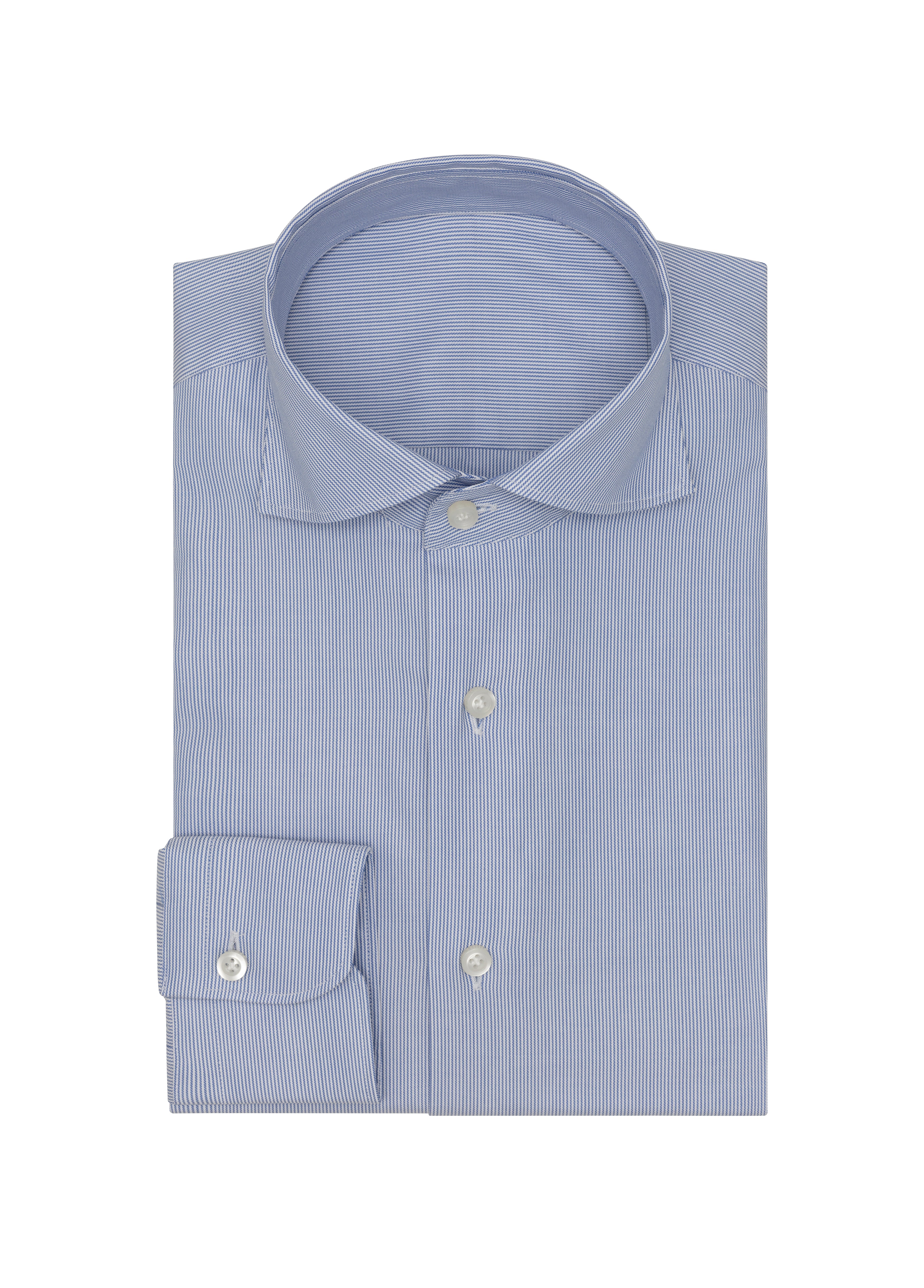 White Cotton Twill W/ Blue MicroStripe Shirt