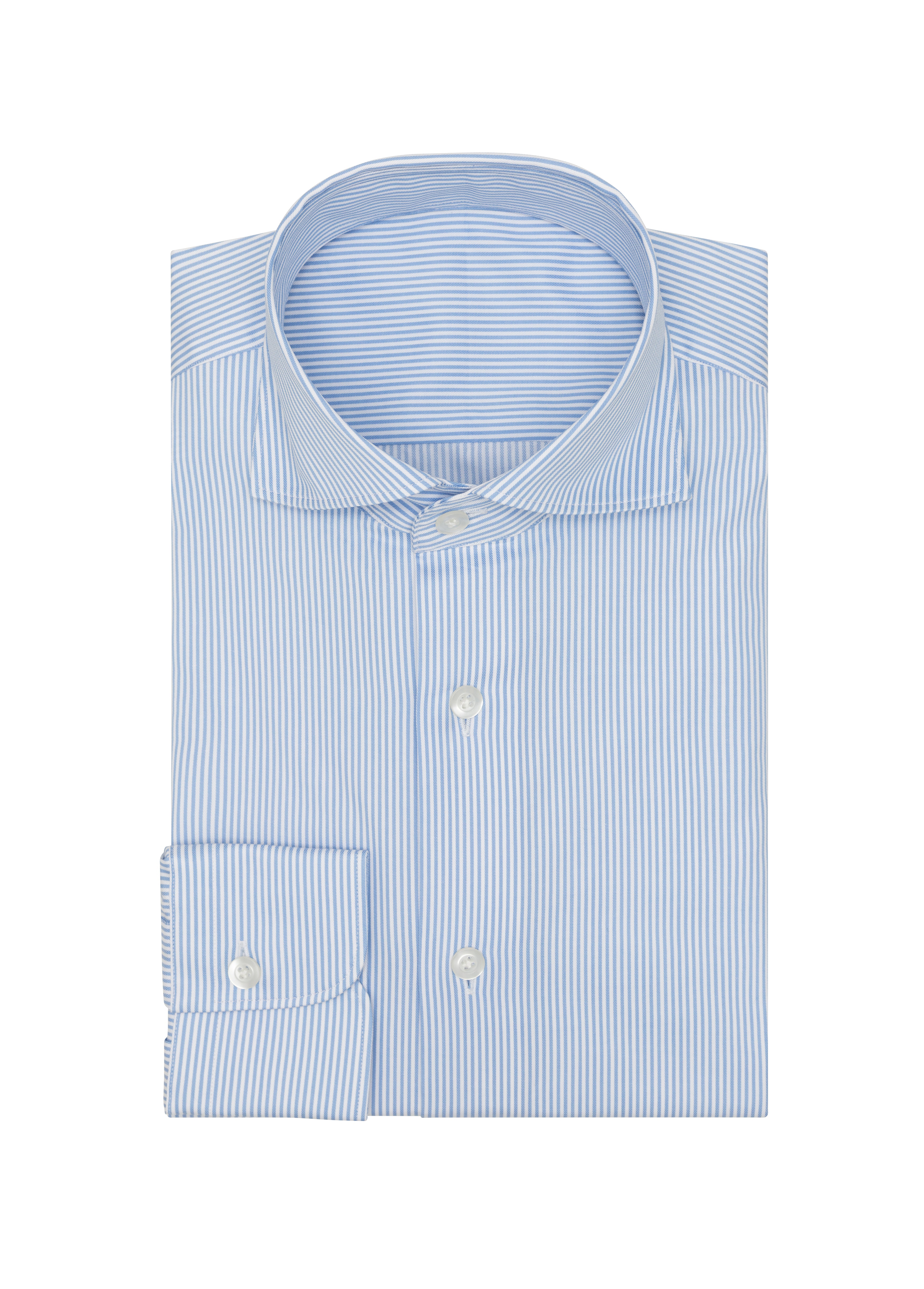 White Cotton Twill W/ Light Blue Stripe Shirt