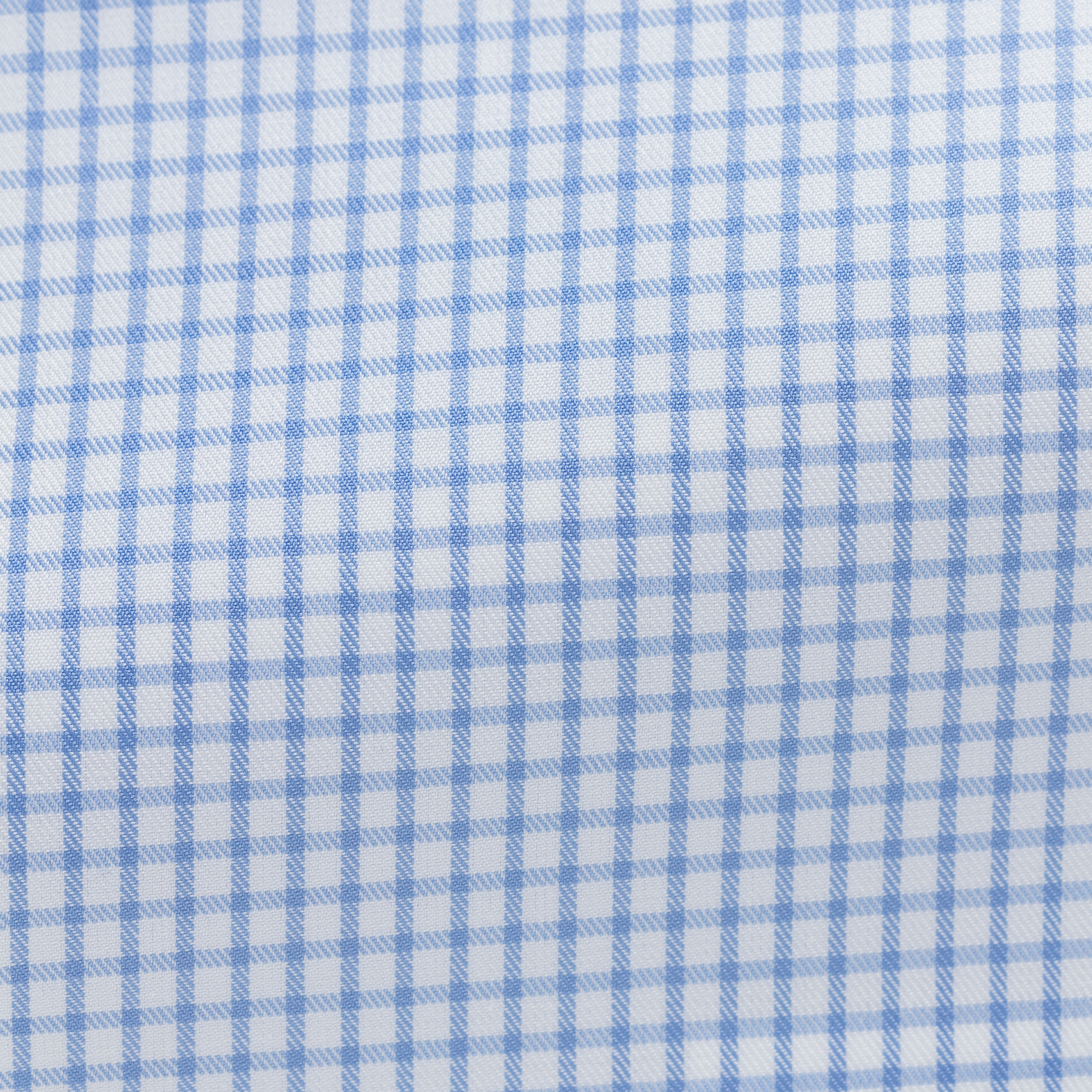 White Cotton Twill W/ Light Blue Check Shirt