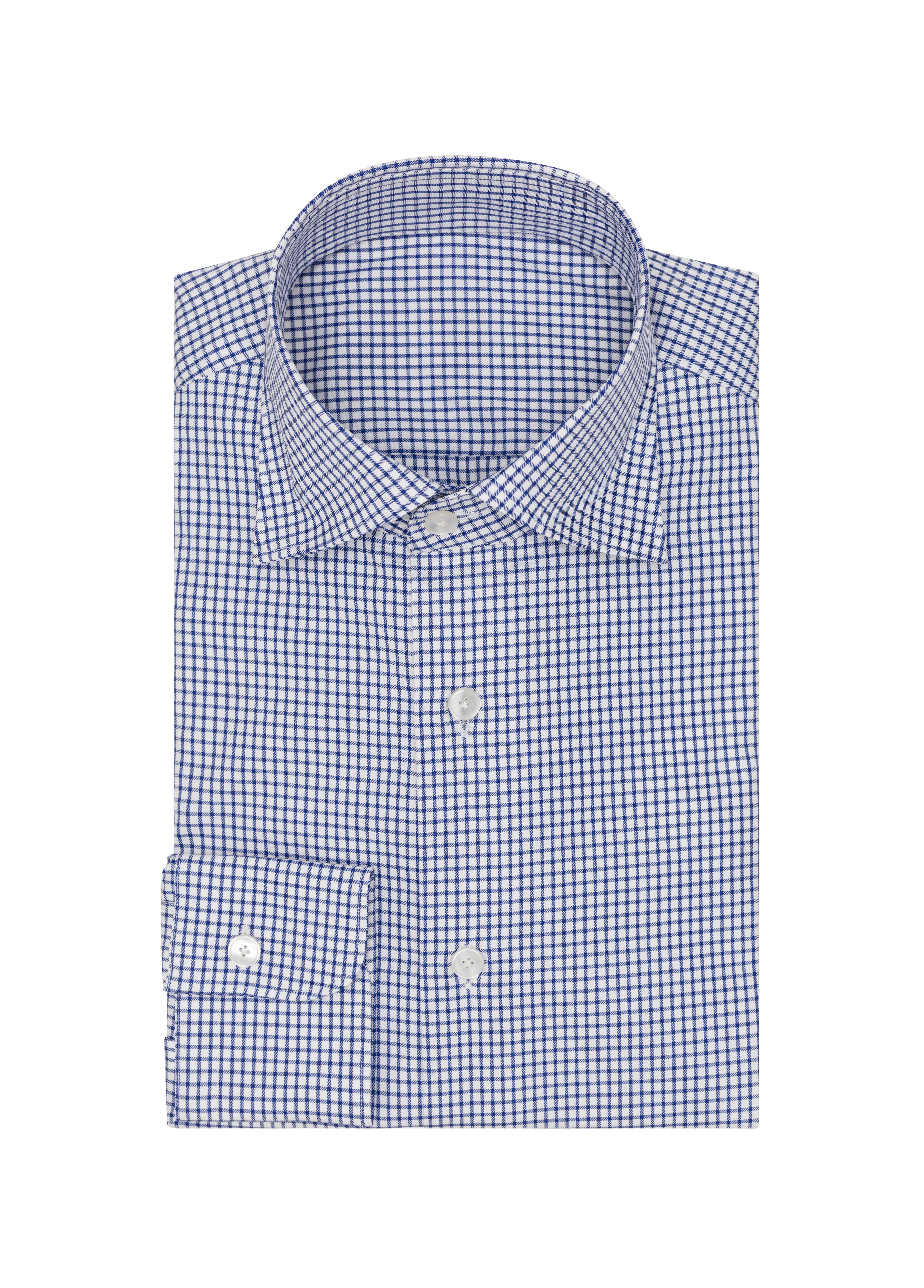 White Cotton Twill W/ Dark Blue Check Shirt