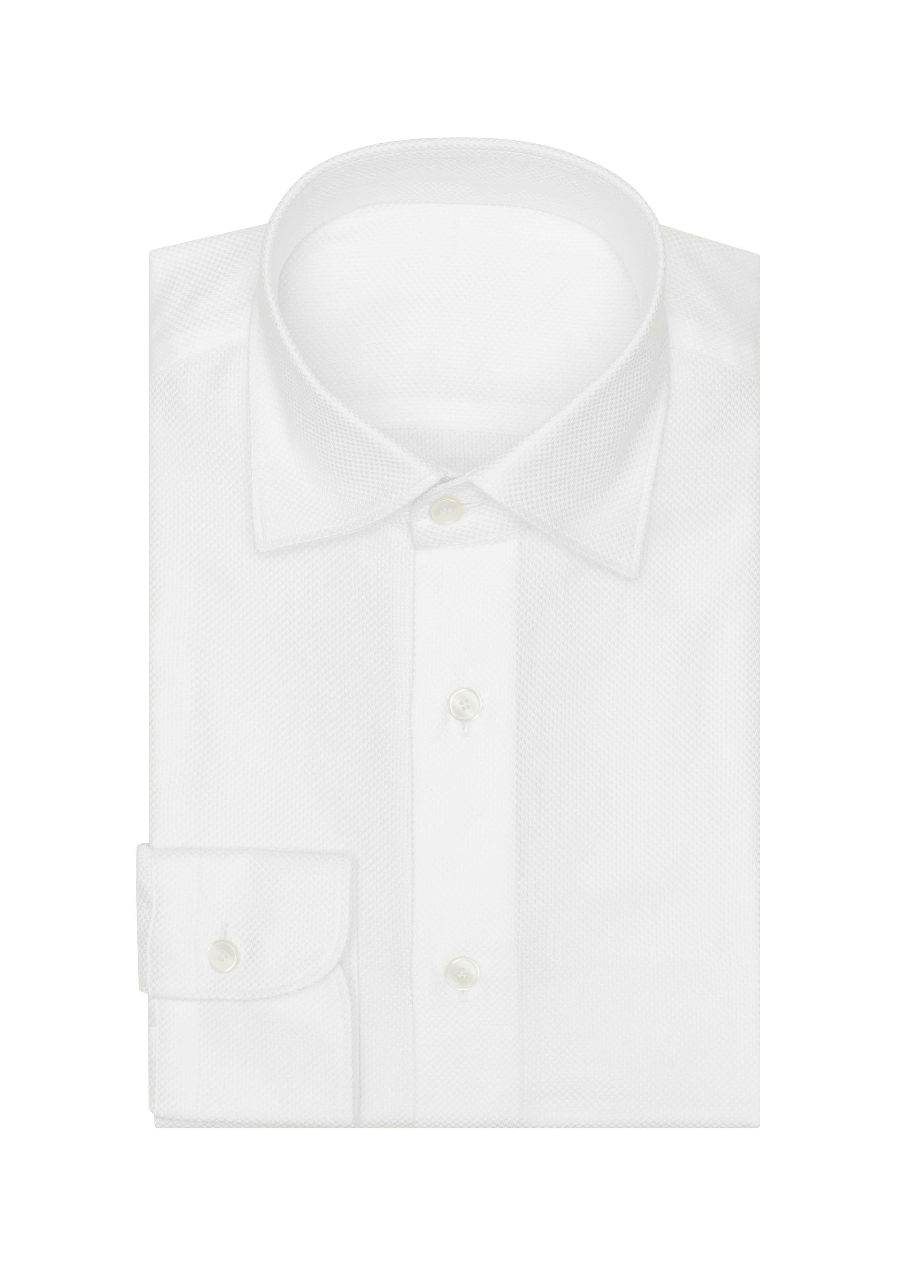 White Ribbed Cotton Dobby Shirt
